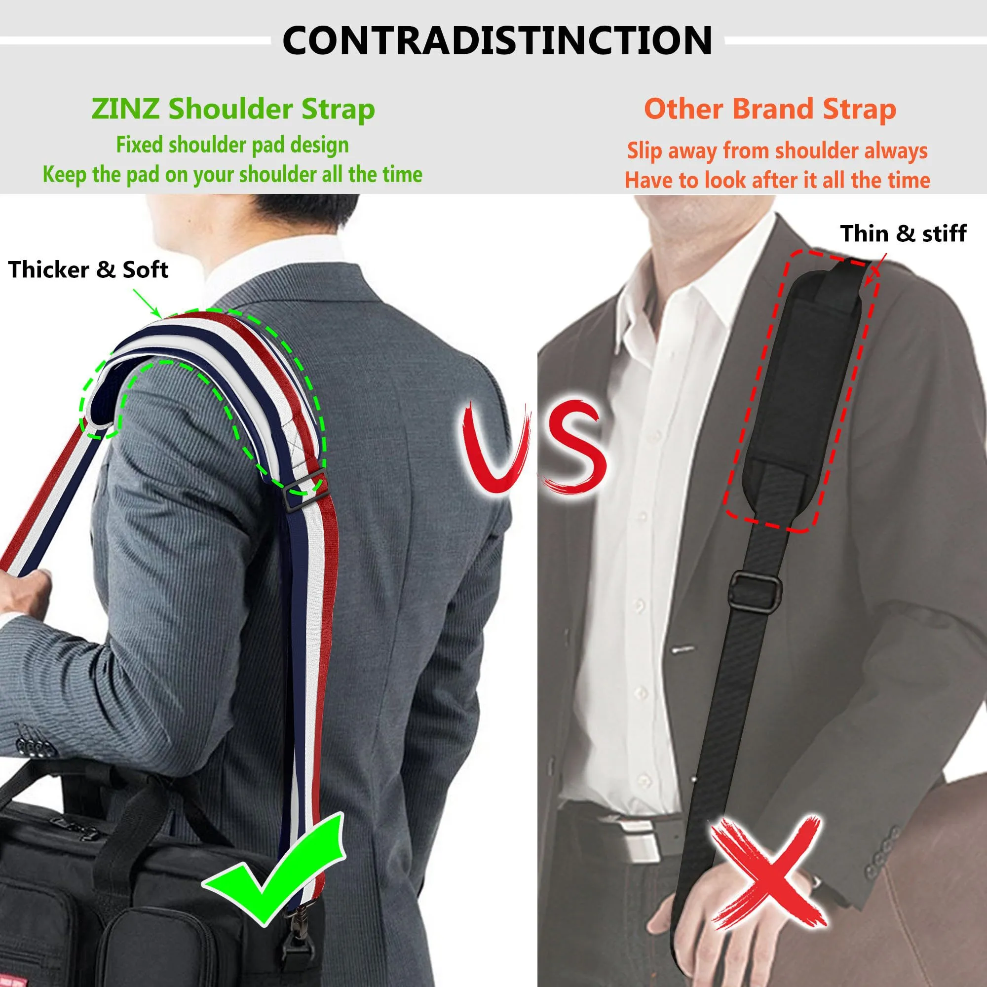 ZINZ Cinturino Regolabile con Imbottitura Fissa, Strisce, 57" - immagine 4
