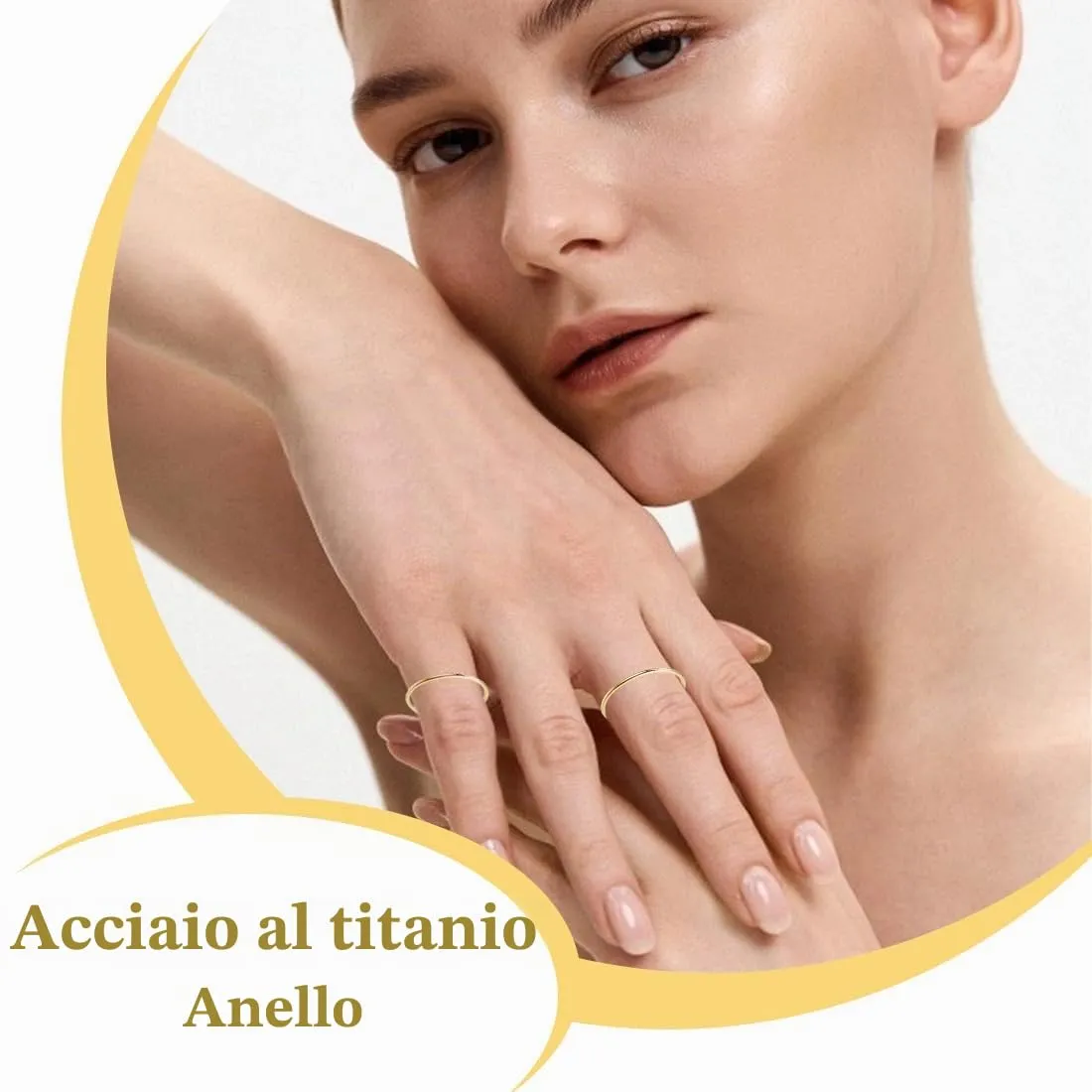 DOKRIN Set da 7 anelli impilabili da donna in acciaio inossidabile placcato in oro 14K, 1 mm, misure 4-10 - immagine 3