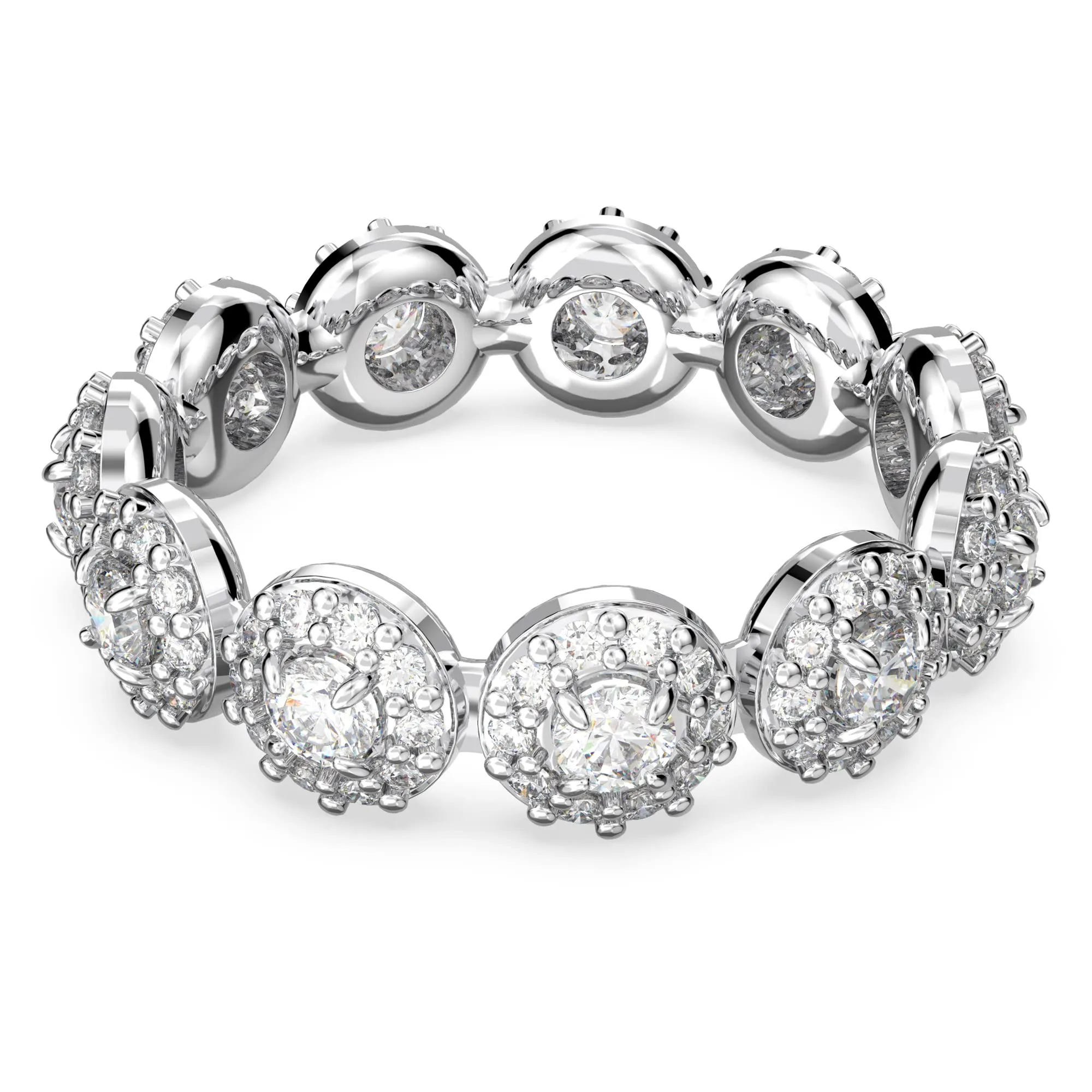 Swarovski Una Angelic Ring, Round Cut, Rhodium Plated, Size 58 - immagine 1