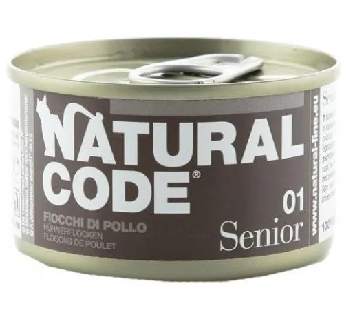 Natural Code Scatoletta Umido Gatto Senior Fiocchi di Pollo 85g - immagine 1