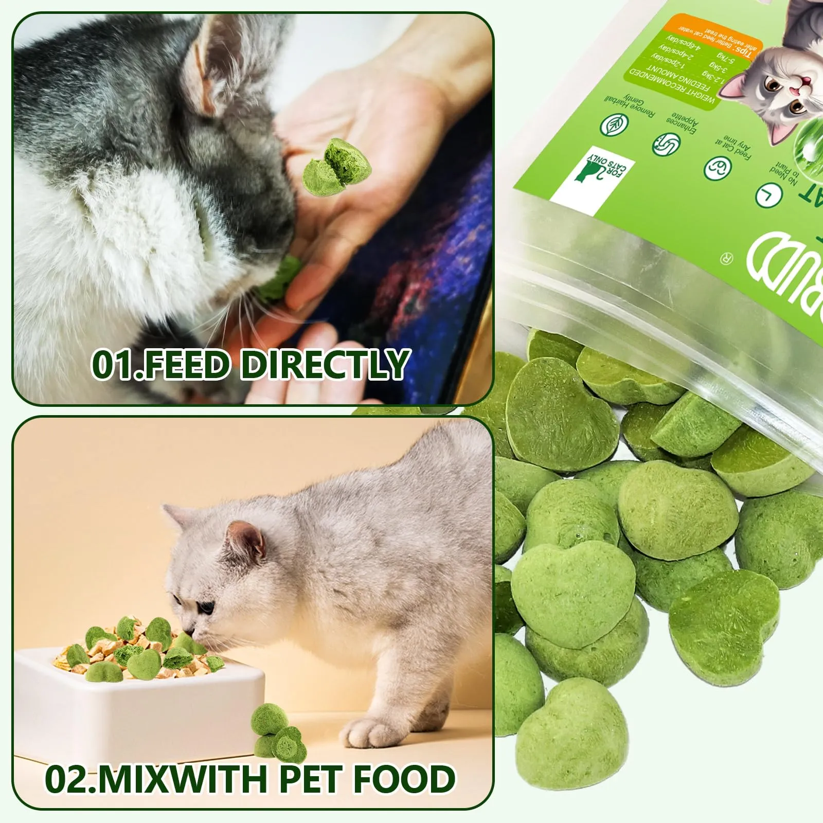 PUPPBUDD Bastoncini di Erba per Gatti, Snack Liofilizzato e Giocattolo Dentale, 100g - immagine 3