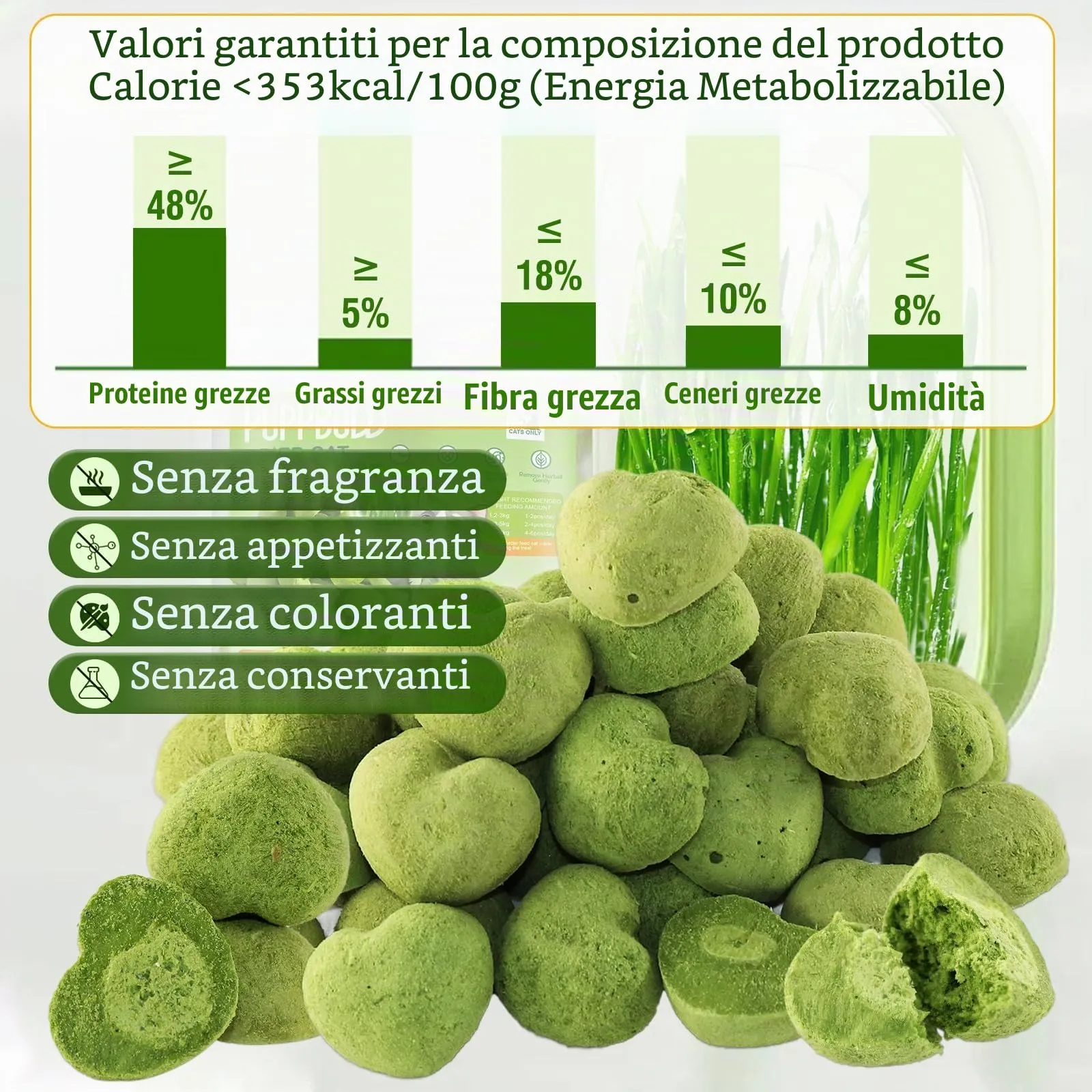 PUPPBUDD Bastoncini di Erba per Gatti, Snack Liofilizzato e Giocattolo Dentale, 100g - immagine 4