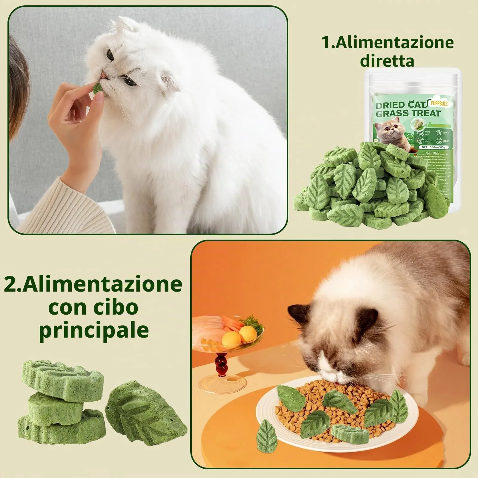 PUPPBUDD Bastoncini di Erba Gatta Liofilizzata per Gatti, Snack e Giocattolo Dentale, 100g - immagine 9