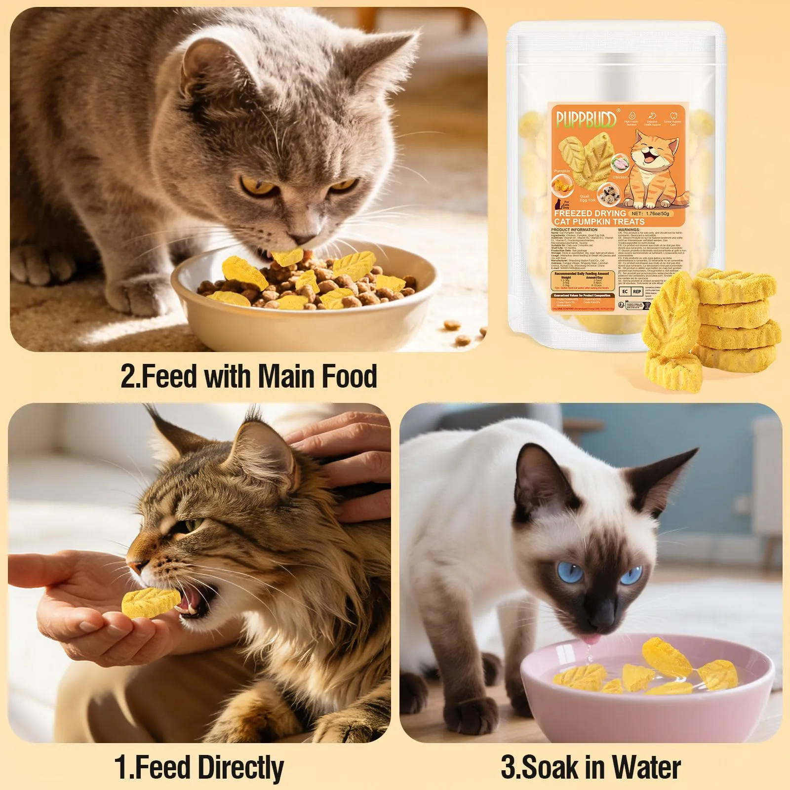 PUPPBUDD Snack Liofilizzato di Pollo e Zucca per Cani e Gatti, 50g - immagine 6