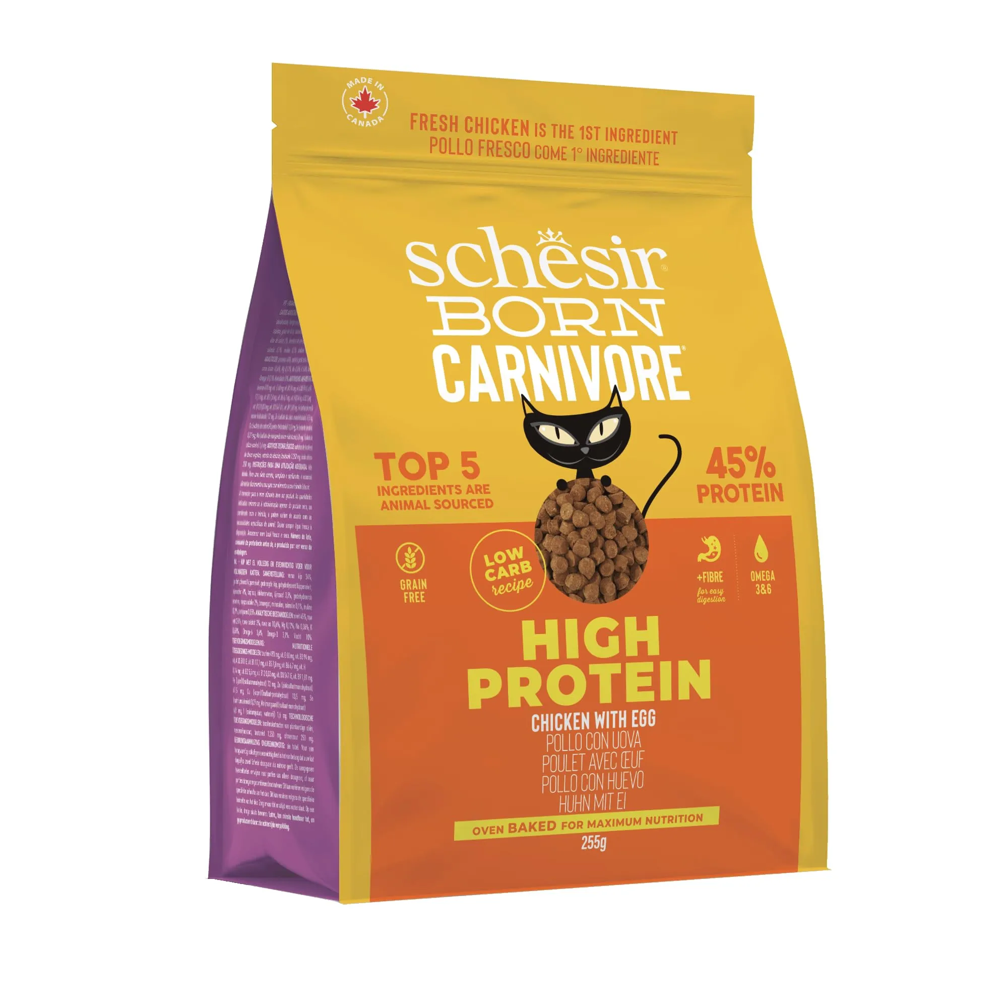 Schesir Born Carnivore Pollo e Uovo, Crocchette per Gatti adulti Cotte al forno, 255g (Confezione da 2) - immagine 2
