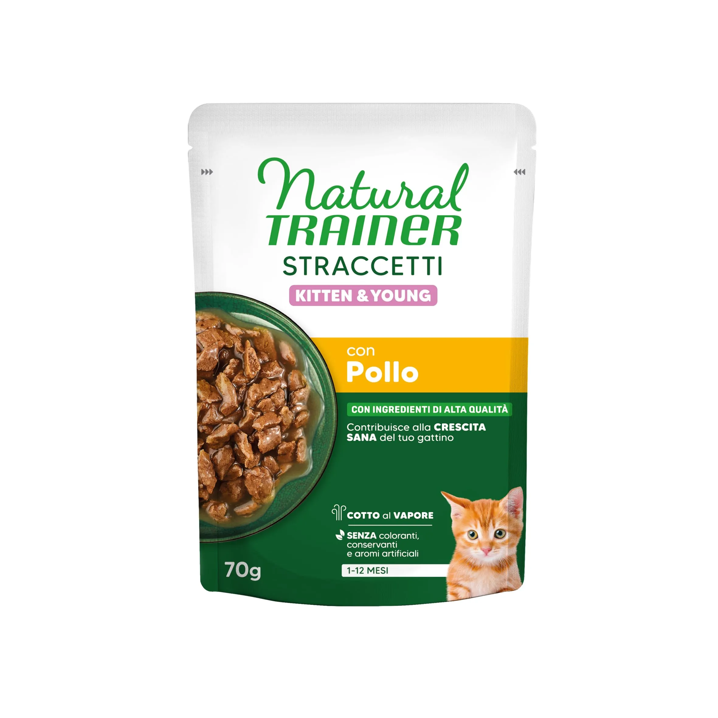 Trainer Natural Straccetti Cibo Umido per Gattini al Pollo, 28 x 70g - immagine 2