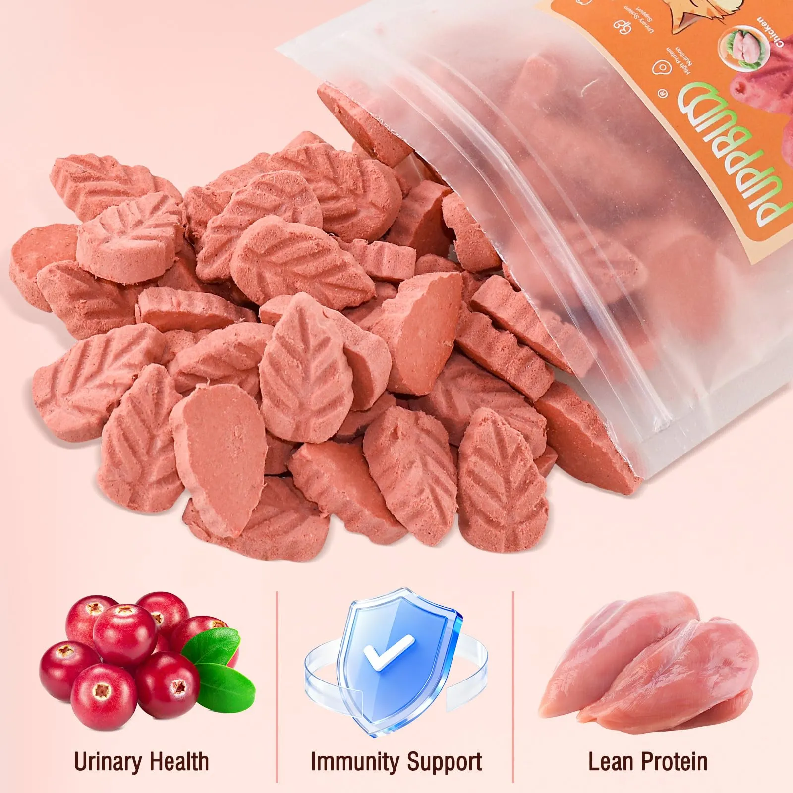 PUPPBUDD Snack liofilizzato di Pollo e Mirtillo Rosso per Gatti, 50g - immagine 3