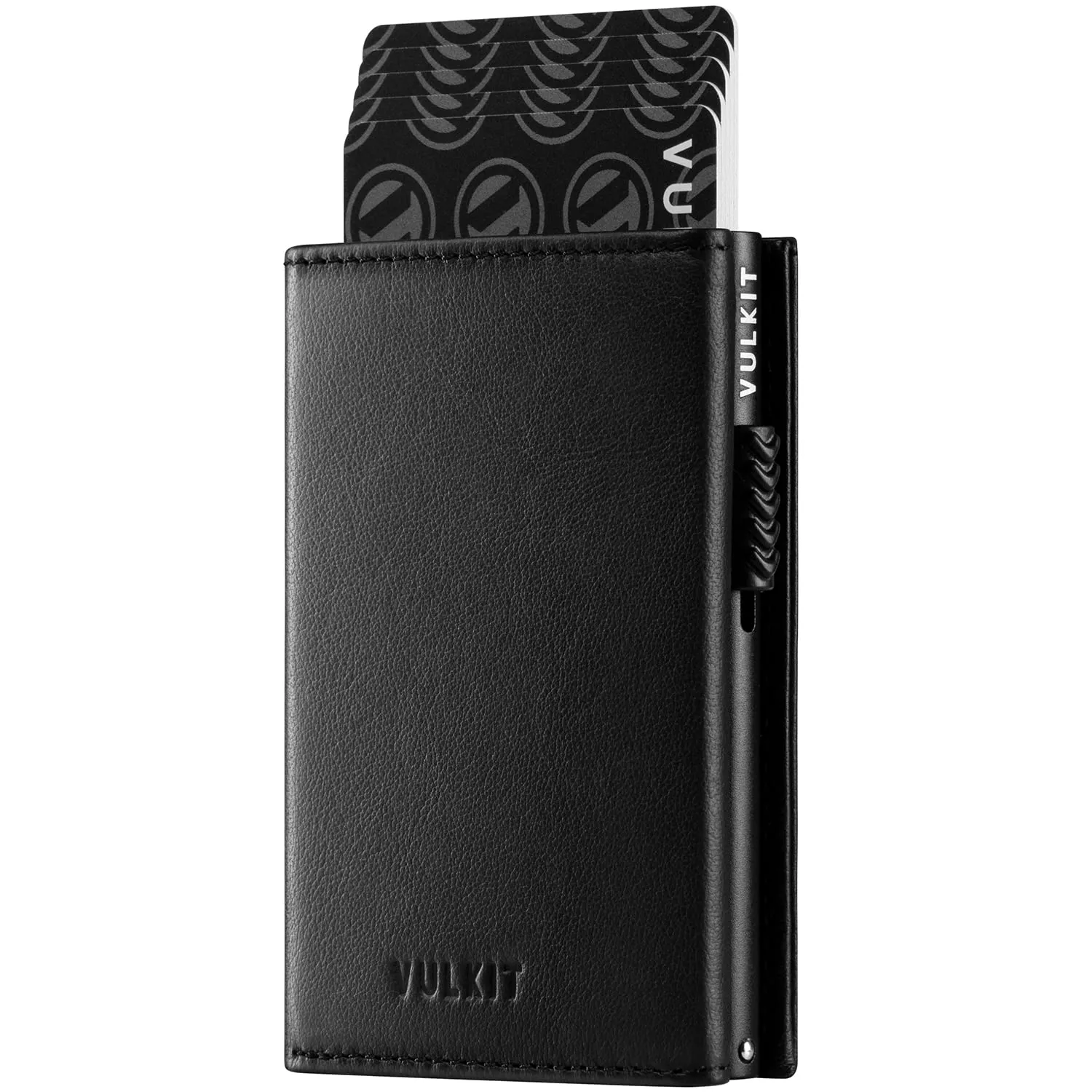 VULKIT Porta Carte Pop-up in Pelle di Vacchetta Pieno Fiore con Blocco RFID, Scomparto per Banconote, Finestra per Documenti e Tasca Porta Monete - immagine 1
