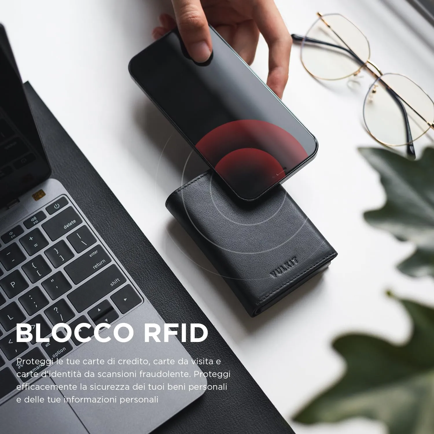 VULKIT Porta Carte Pop-up in Pelle di Vacchetta Pieno Fiore con Blocco RFID, Scomparto per Banconote, Finestra per Documenti e Tasca Porta Monete - immagine 5