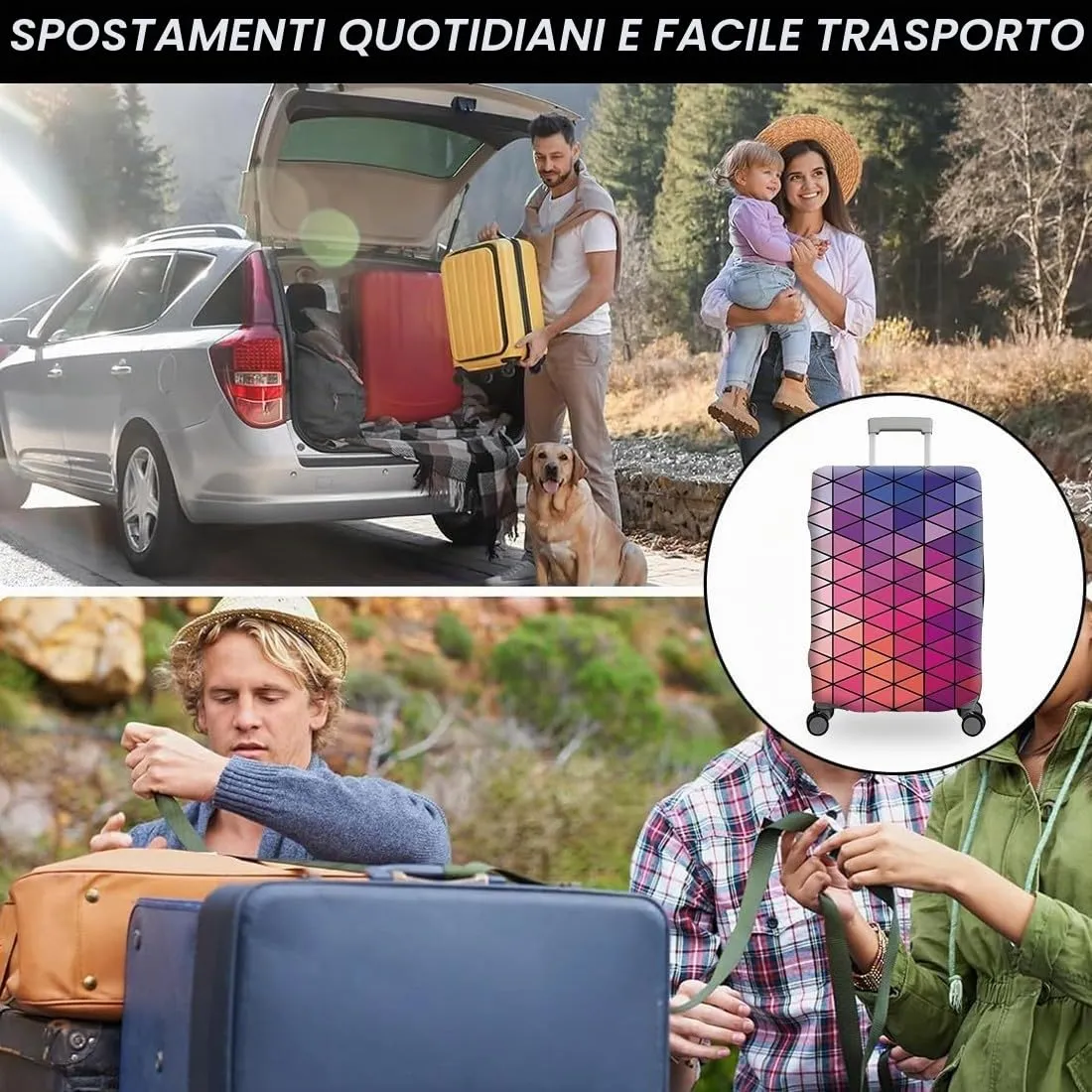 COYUN Custodia Protettiva Elastica per Valigie Trolley, Multicolore, M - immagine 5