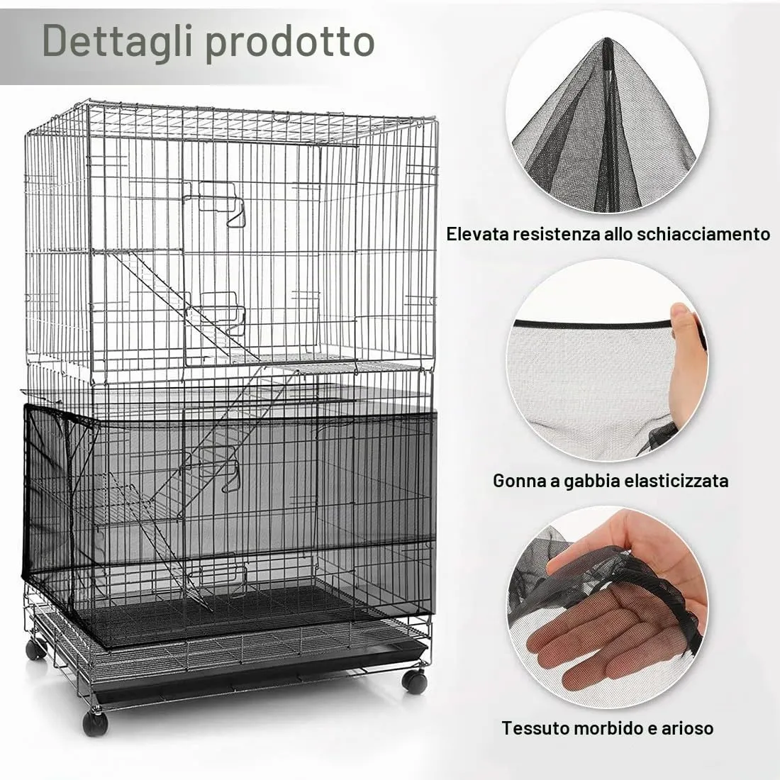 PLABBDPL Copertura per Gabbia per Uccelli in Rete di Nylon, Universale e Regolabile, 2 Pezzi, Nero - immagine 2