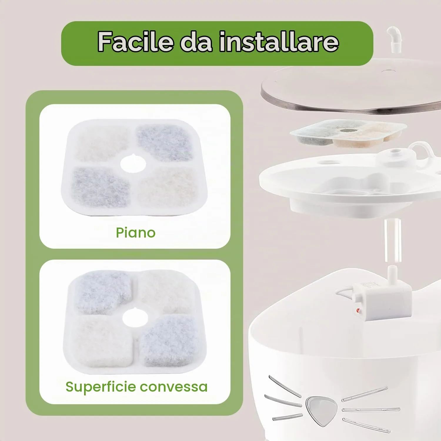 puiaxod Cartucce Filtro per Fontanelle per Gatti, Compatibili con Catit Pixi, Set di 25 Filtri a Carbone Attivo e 4 Tubi - immagine 4