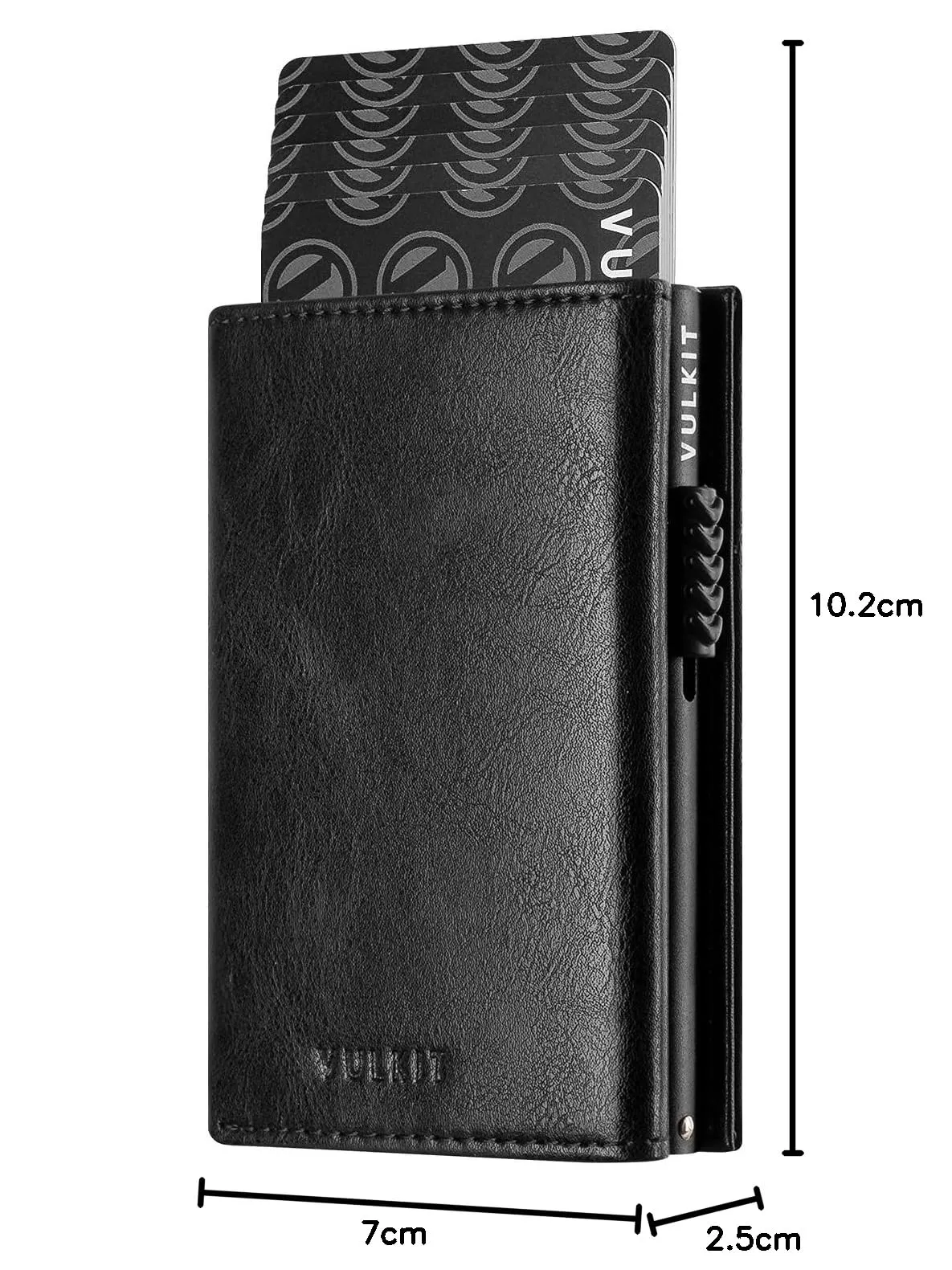VULKIT Portafoglio Slim Portacarte in Pelle con Protezione RFID e Porta Monete - VC302 Black - immagine 7