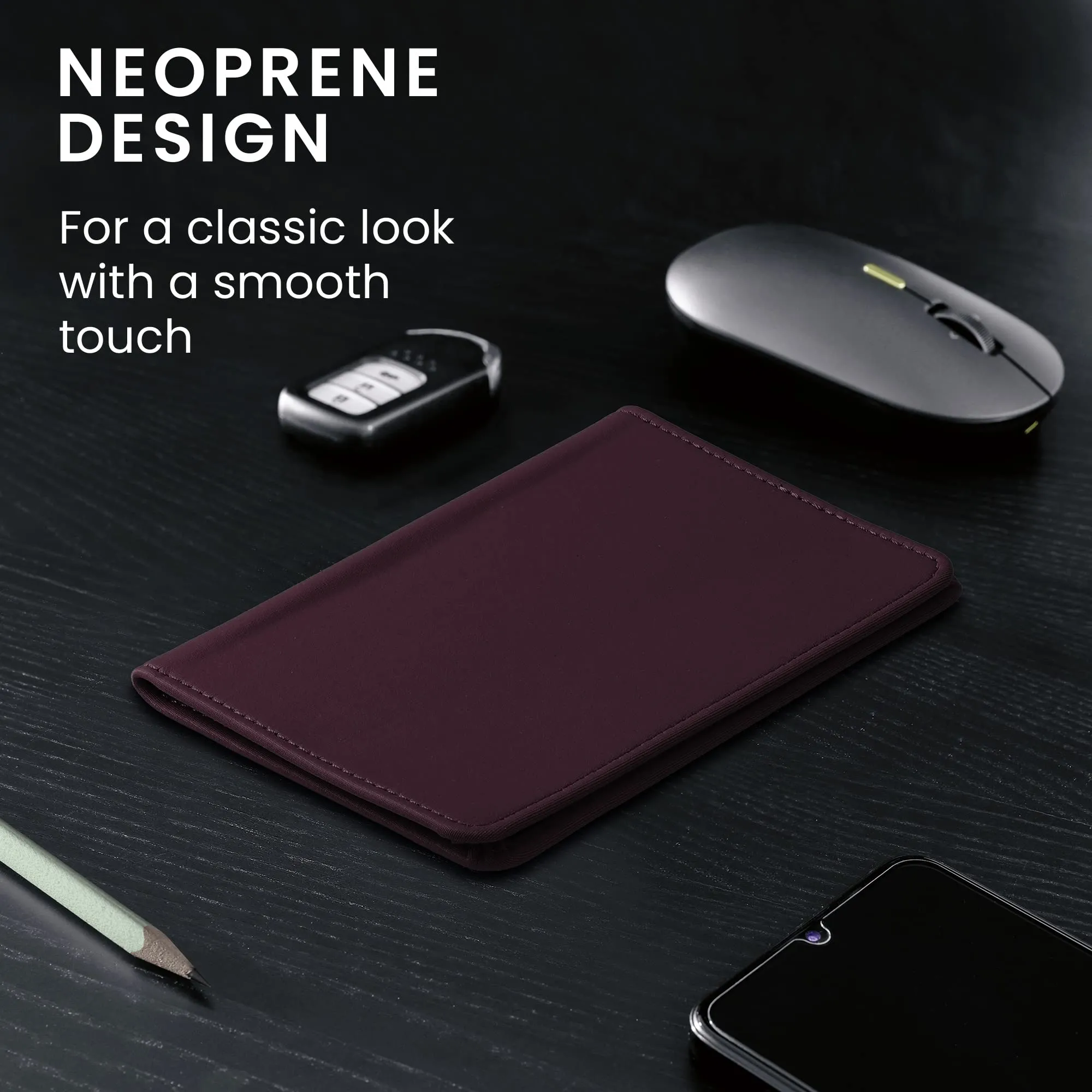 kwmobile Custodia in Neoprene per Libretto di Circolazione e Patente, Viola Bordeaux - immagine 3