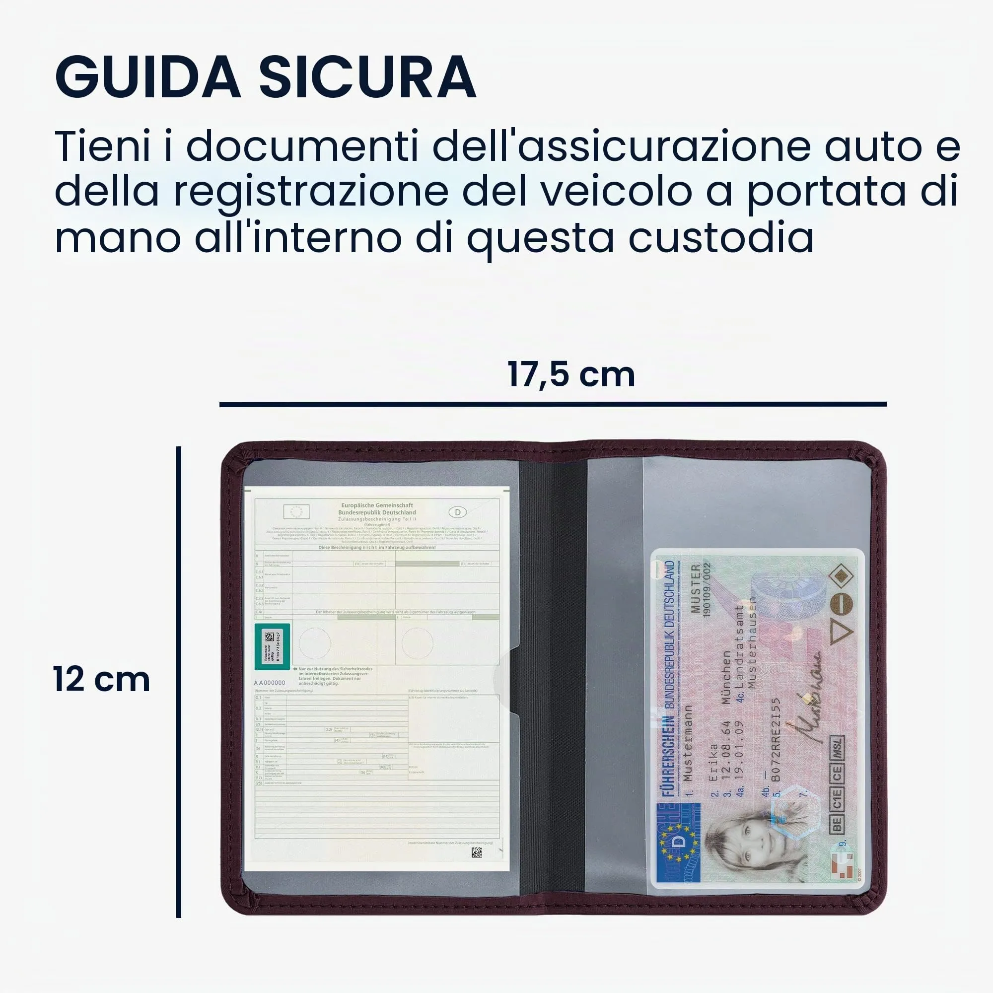 kwmobile Custodia in Neoprene per Libretto di Circolazione e Patente, Viola Bordeaux - immagine 4