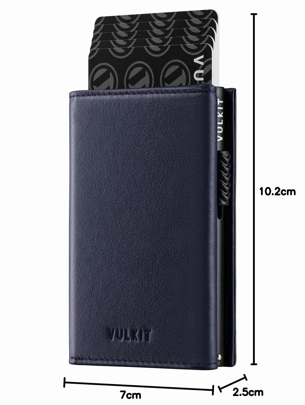 VULKIT Porta Carte Pop-up in Pelle di Vacchetta Pieno Fiore con Blocco RFID, Scomparto Banconote e Tasca Porta Monete - immagine 7