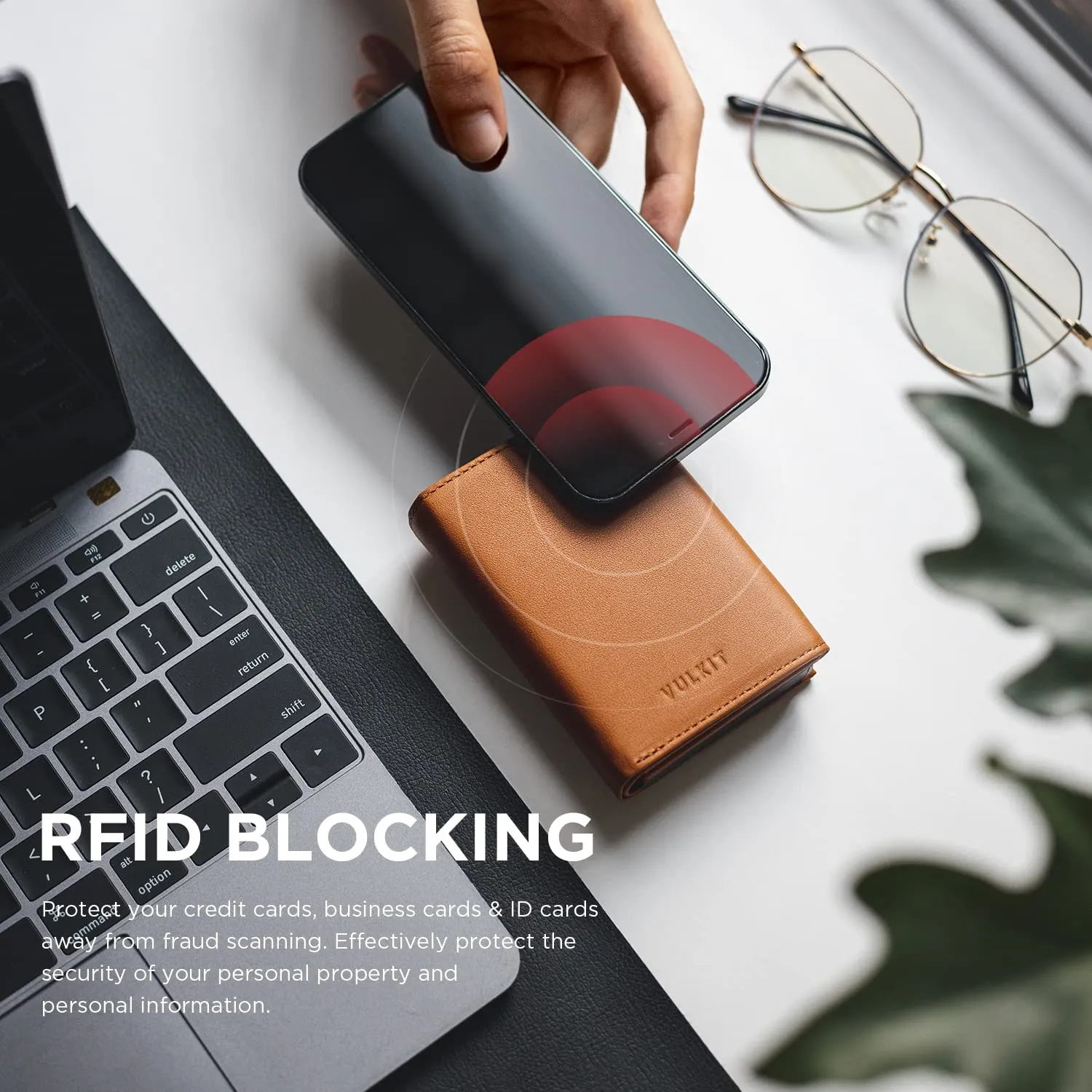 VULKIT Porta Carte Pop-up in Pelle di Vacchetta Pieno Fiore con Blocco RFID, Scomparto Banconote e Chiusura Magnetica - immagine 5