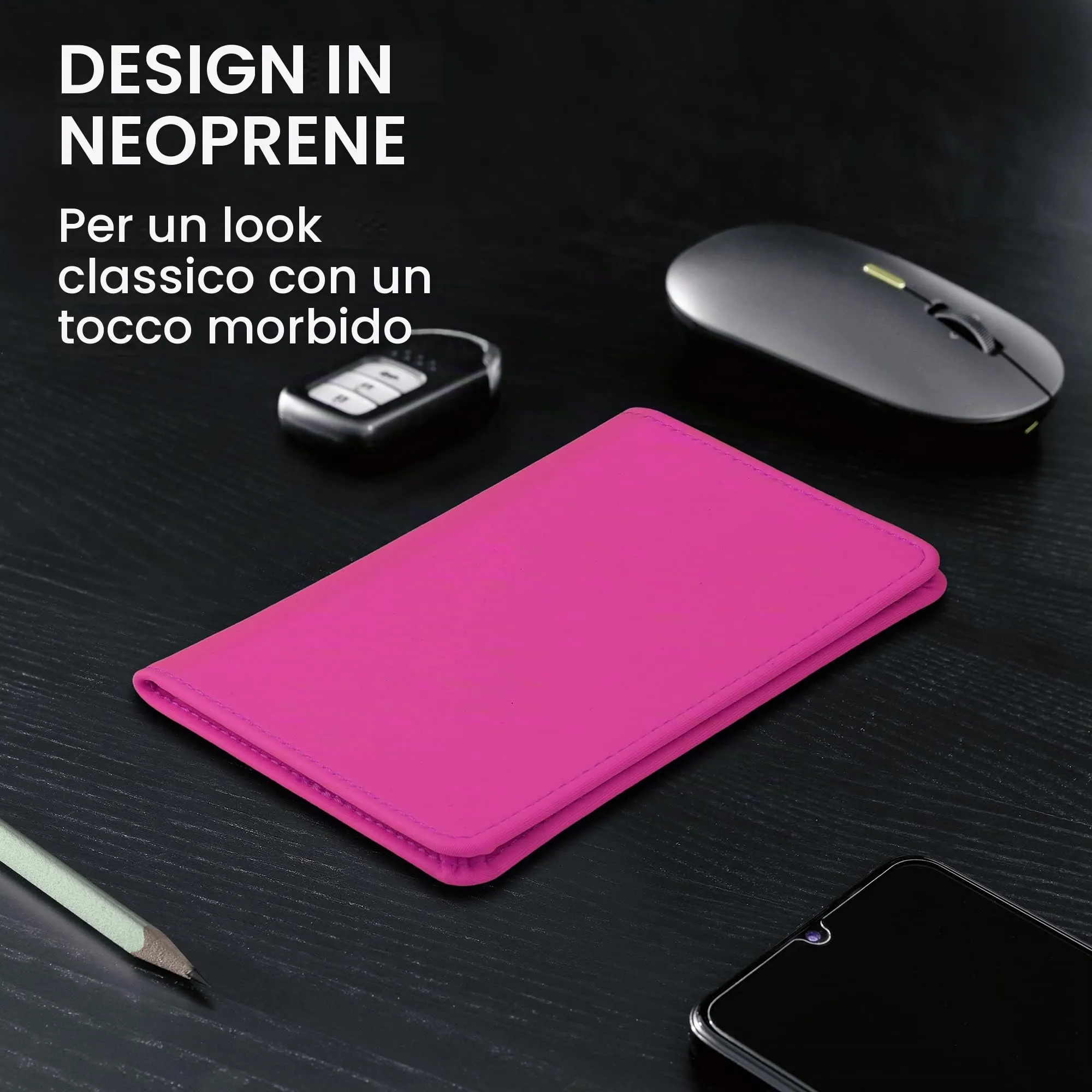 kwmobile Custodia in Neoprene per Libretto di Circolazione e Patente, Fucsia - immagine 3