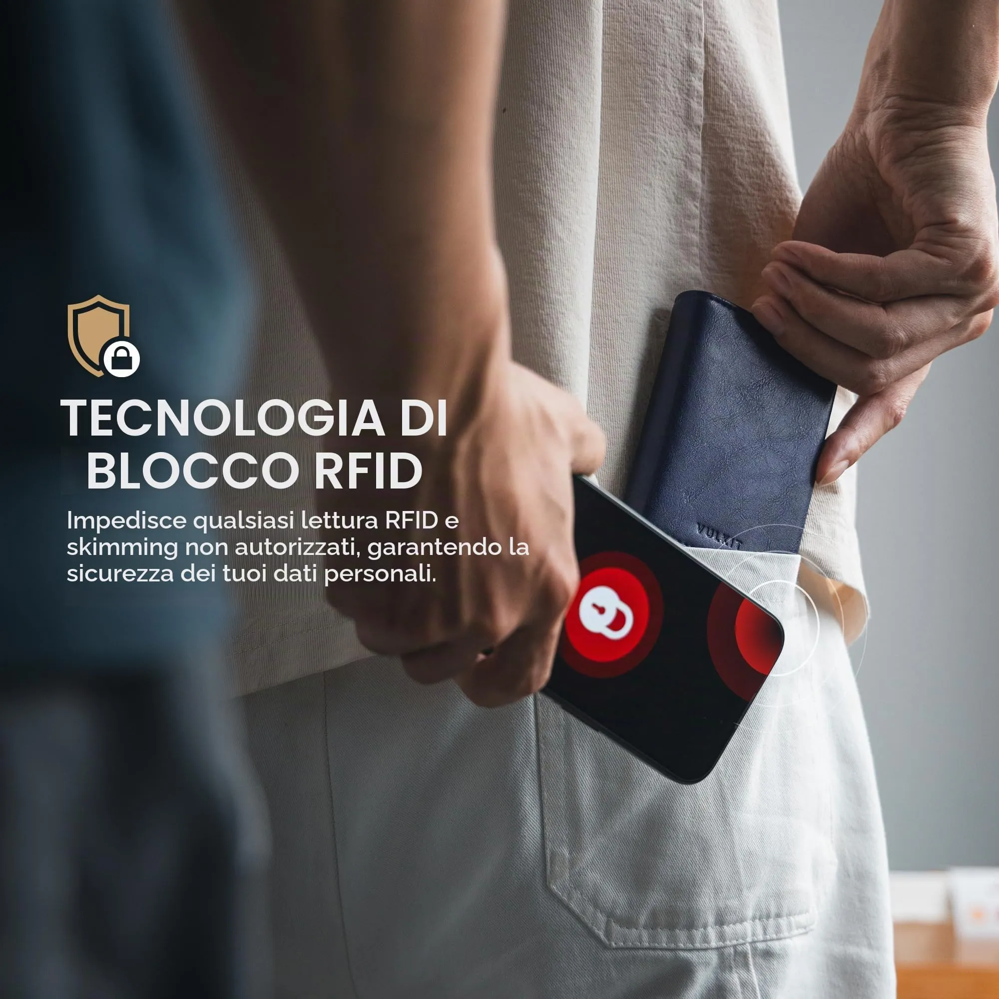 VULKIT Portafoglio Slim Portacarte in Pelle con Protezione RFID e Porta Monete - immagine 5