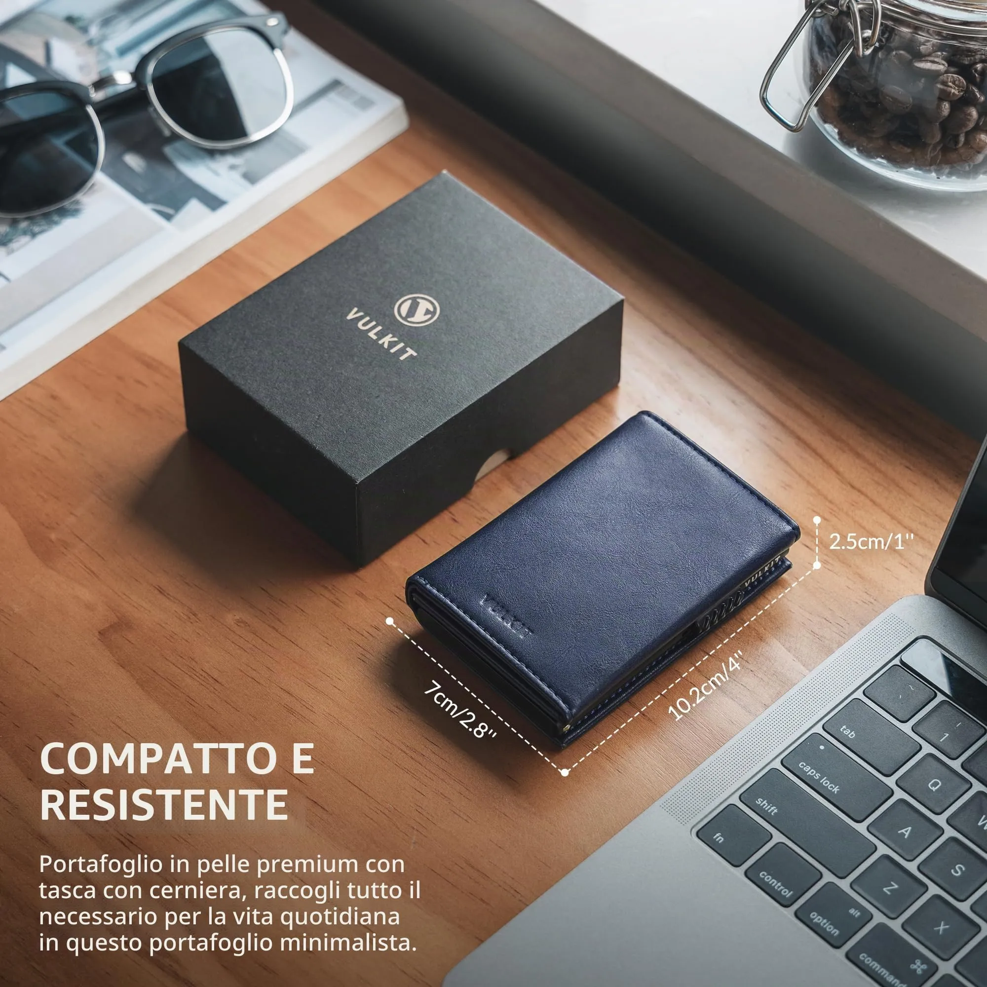 VULKIT Portafoglio Slim Portacarte in Pelle con Protezione RFID e Porta Monete - immagine 6