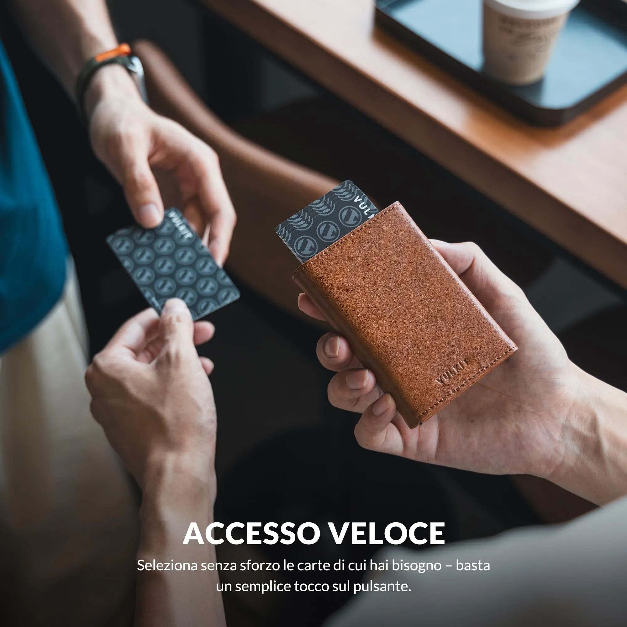 VULKIT Portafoglio Slim in Pelle con Protezione RFID e Porta Monete - immagine 3