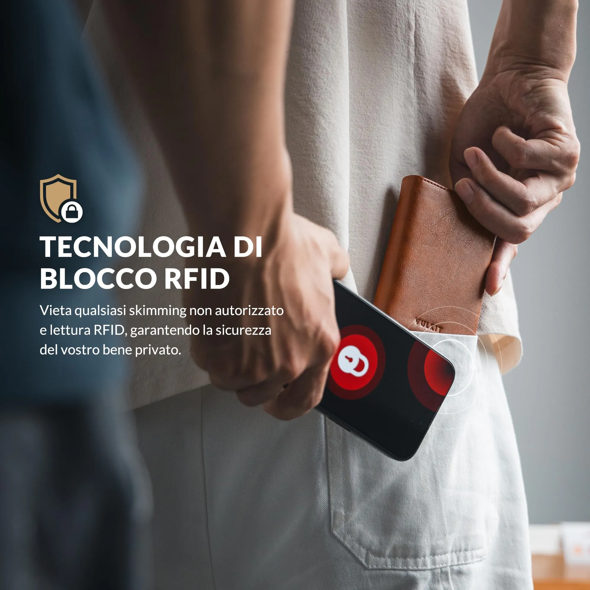 VULKIT Portafoglio Slim in Pelle con Protezione RFID e Porta Monete - immagine 5