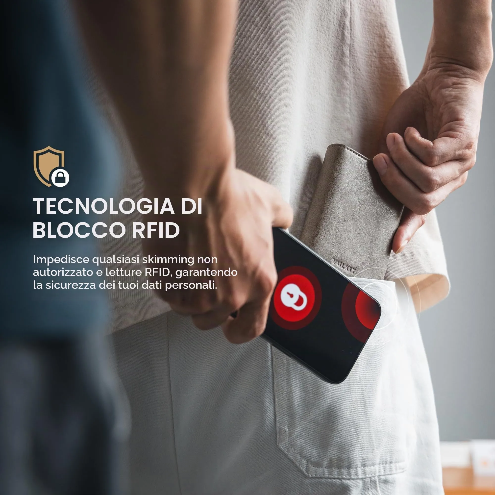 VULKIT Portafoglio Slim in Pelle con Protezione RFID e Porta Monete, VC302 - immagine 5