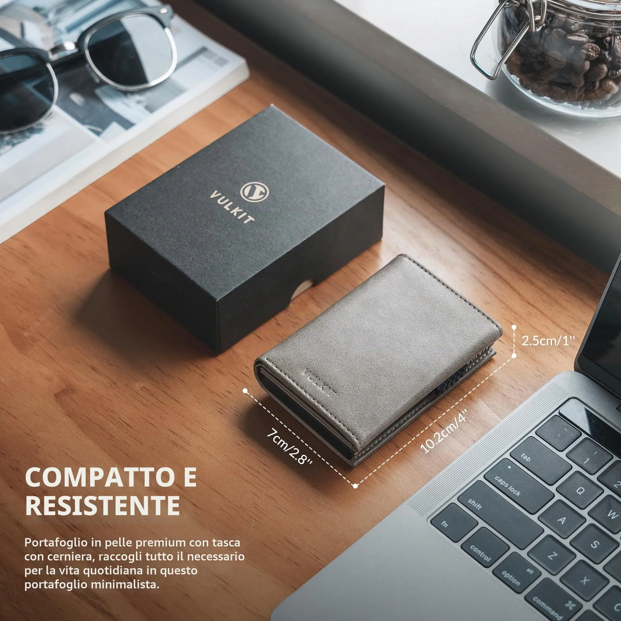 VULKIT Portafoglio Slim in Pelle con Protezione RFID e Porta Monete, VC302 - immagine 6