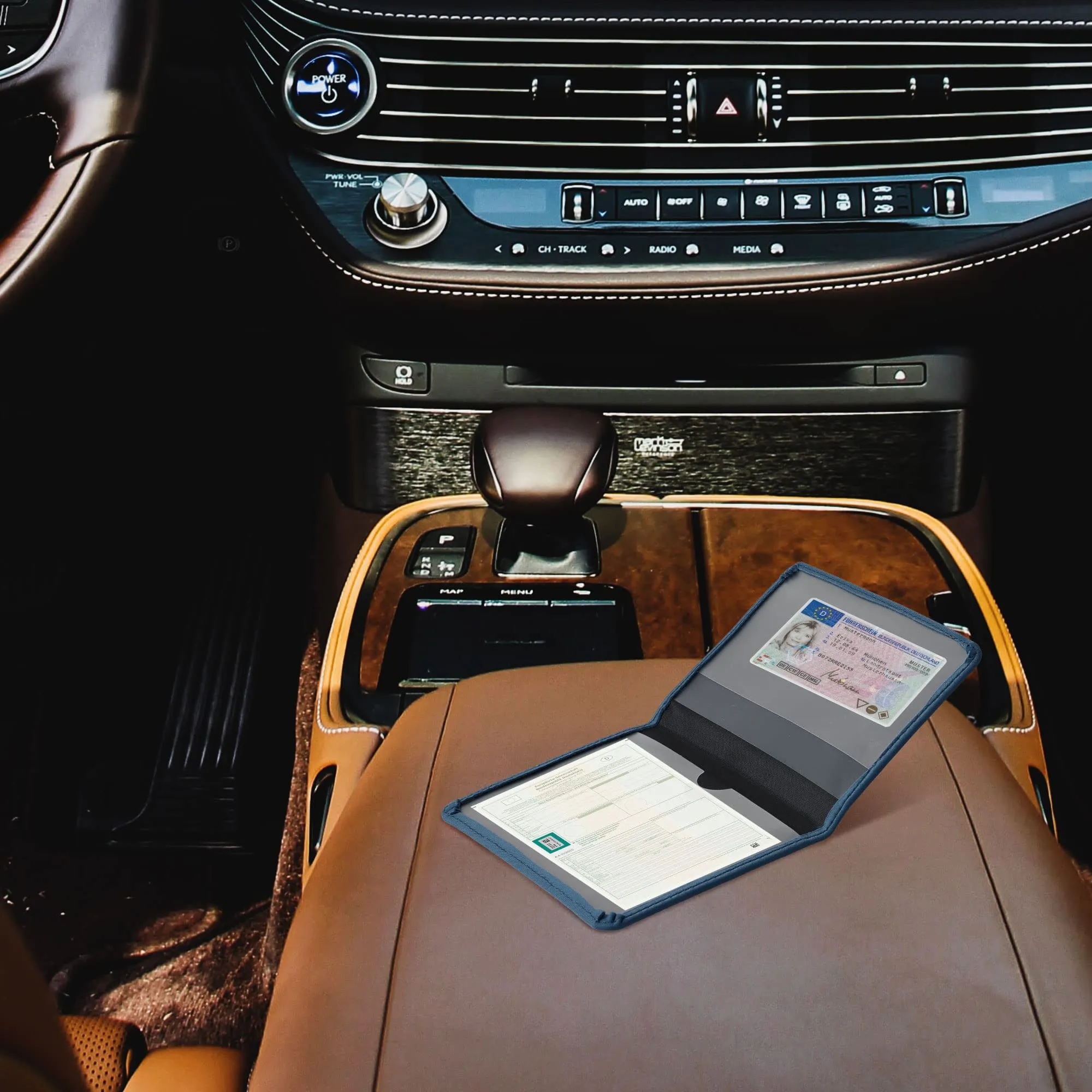 kwmobile Custodia in Neoprene per Libretto di Circolazione e Patente, Blu Marino - immagine 5