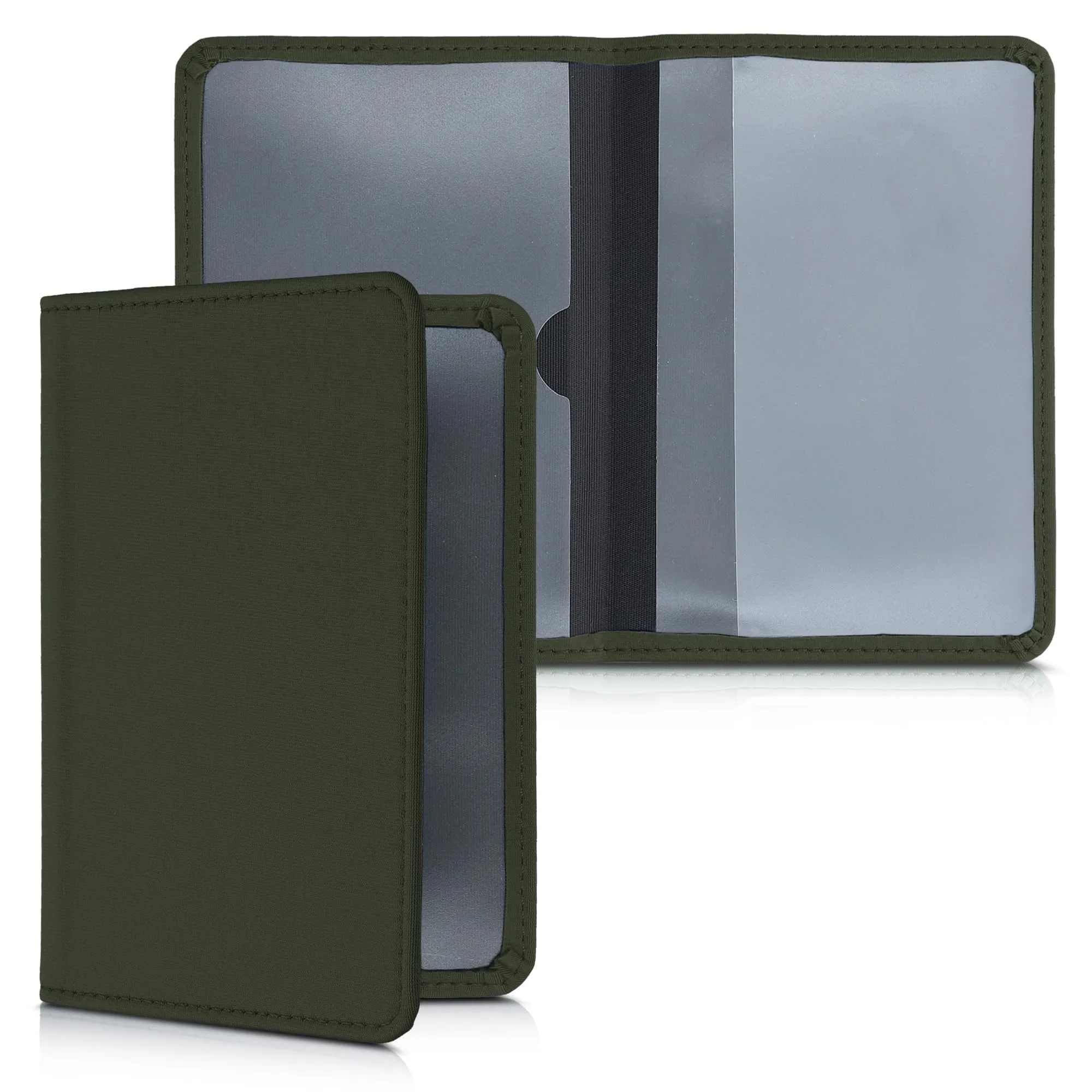 kwmobile Custodia in Neoprene per Libretto di Circolazione e Patente, Verde Scuro - immagine 1