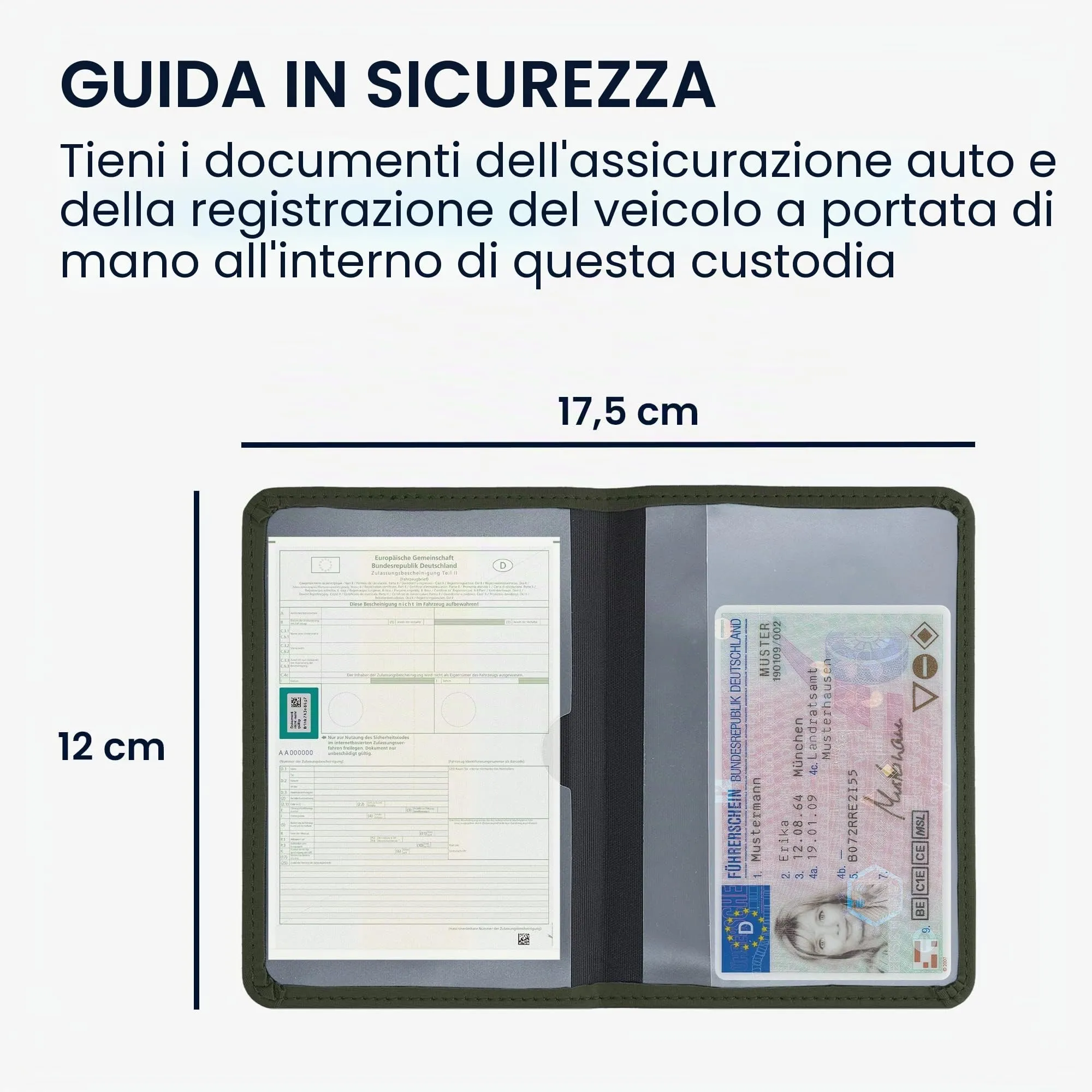 kwmobile Custodia in Neoprene per Libretto di Circolazione e Patente, Verde Scuro - immagine 4