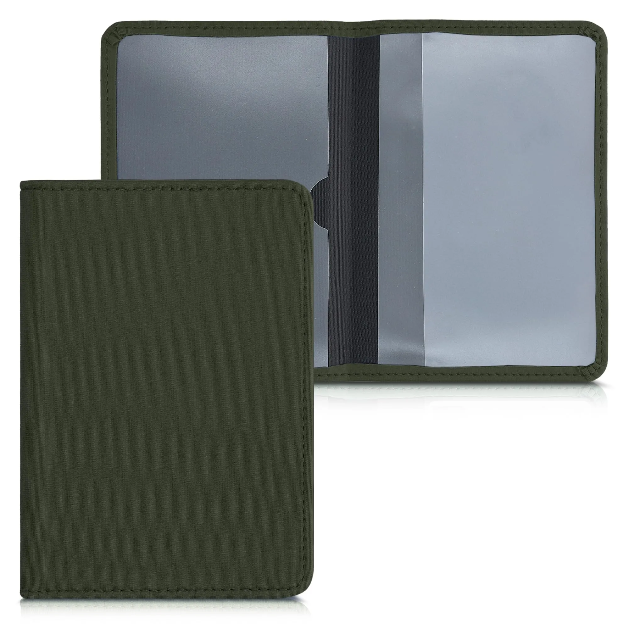 kwmobile Custodia in Neoprene per Libretto di Circolazione e Patente, Verde Scuro - immagine 6