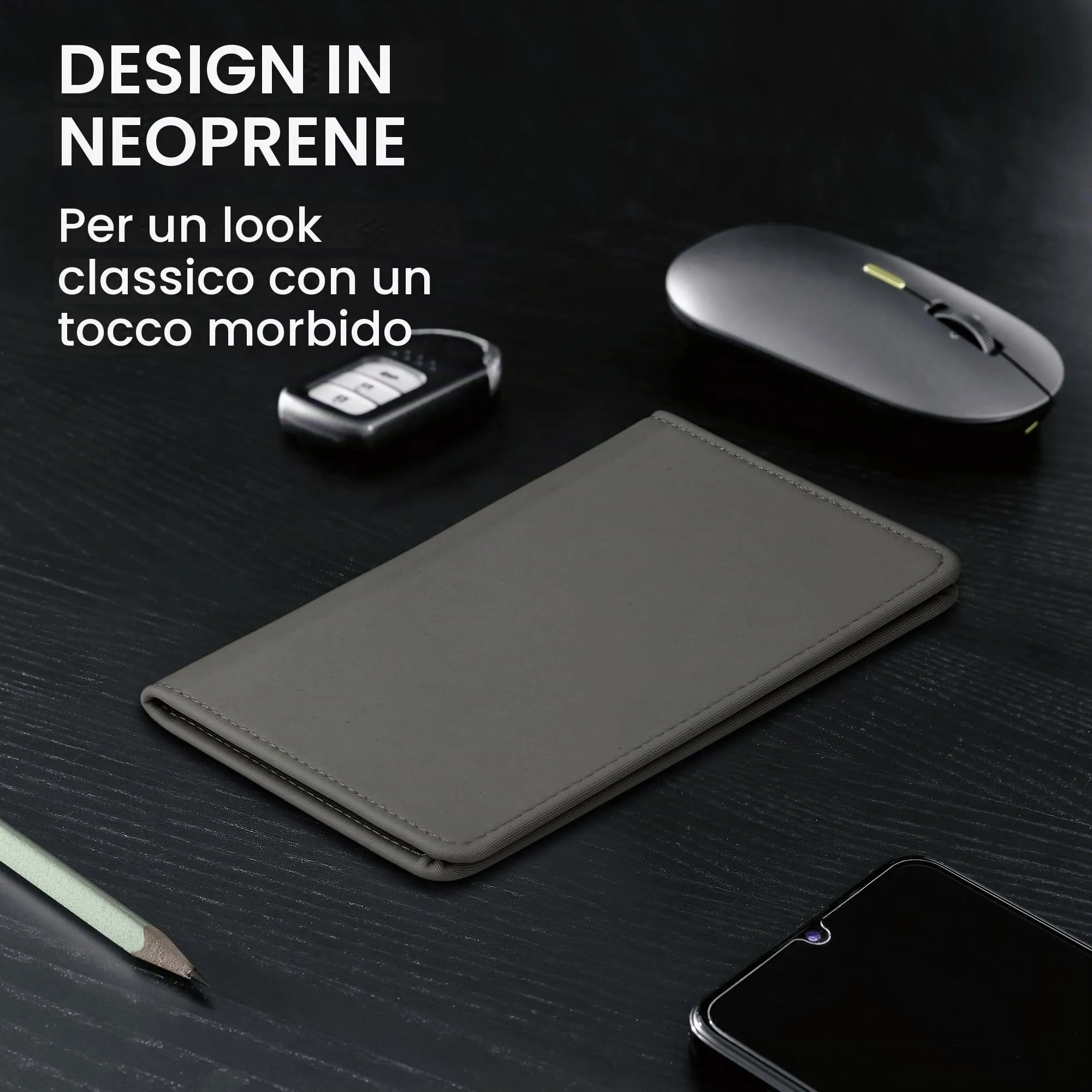 kwmobile Custodia in Neoprene per Libretto di Circolazione e Patente, Stone Dust - immagine 3