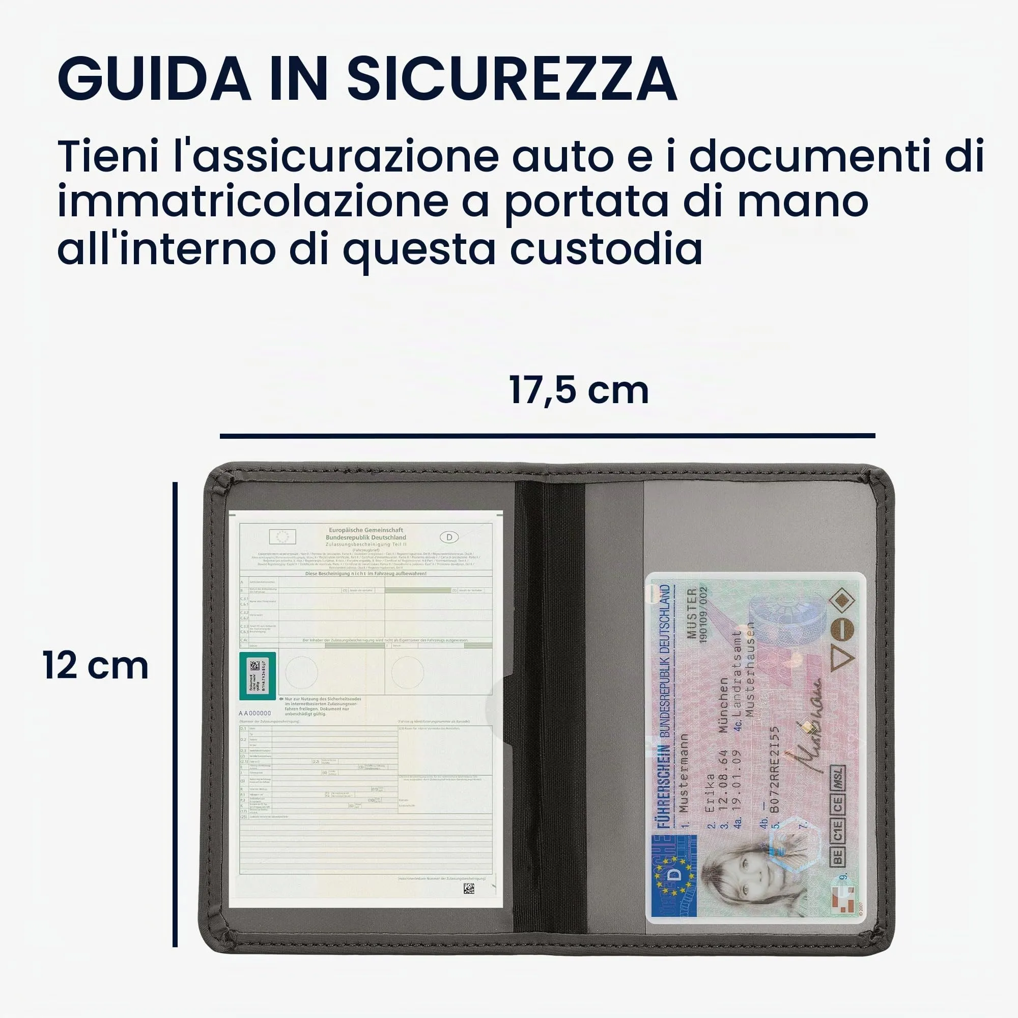 kwmobile Custodia in Neoprene per Libretto di Circolazione e Patente, Stone Dust - immagine 4