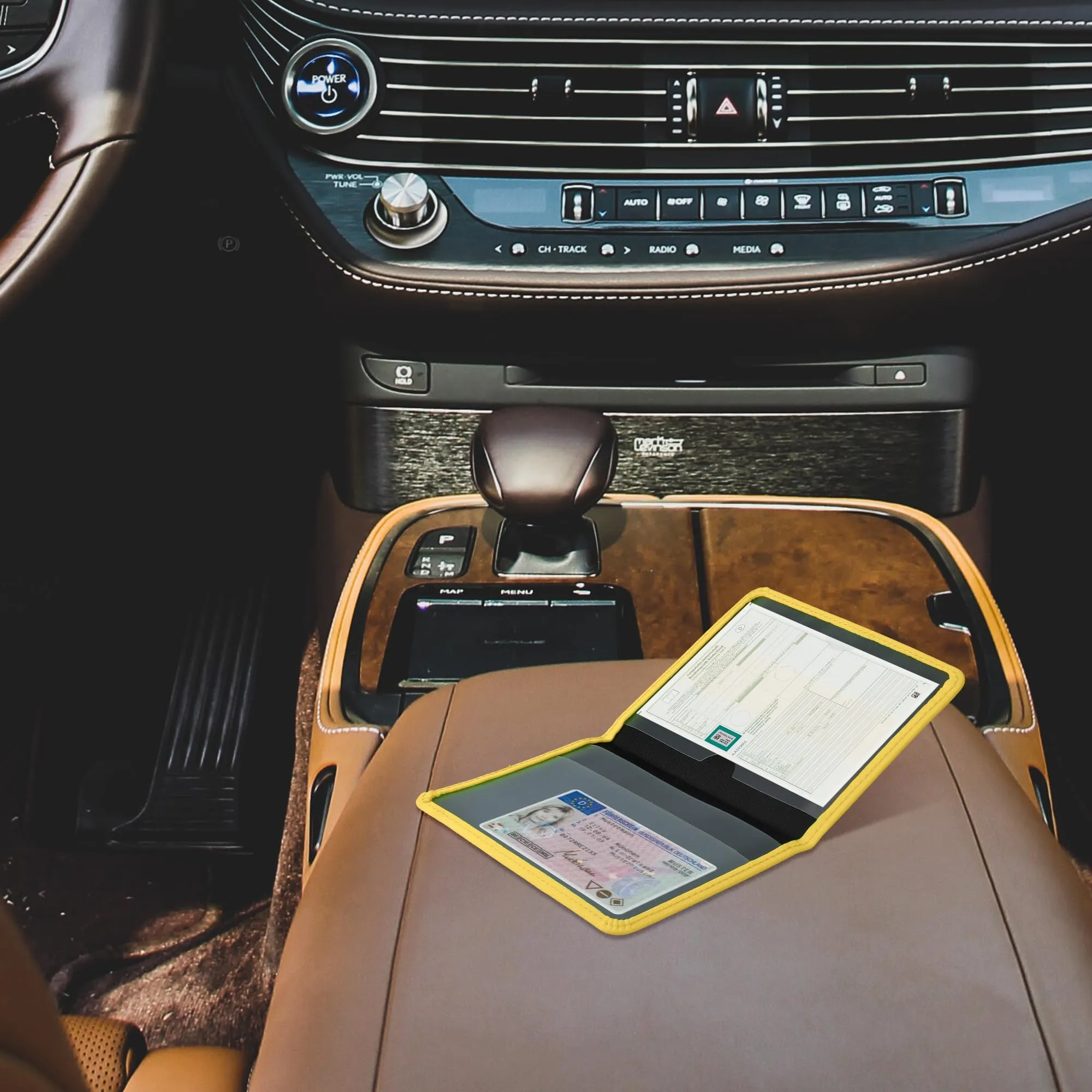 kwmobile Custodia in Neoprene per Libretto di Circolazione e Patente, Giallo Fluorescente - immagine 5