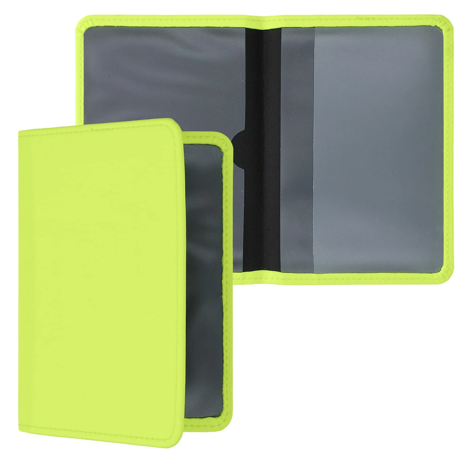 kwmobile Custodia in Neoprene per Libretto di Circolazione e Patente, Verde Fluorescente - immagine 1