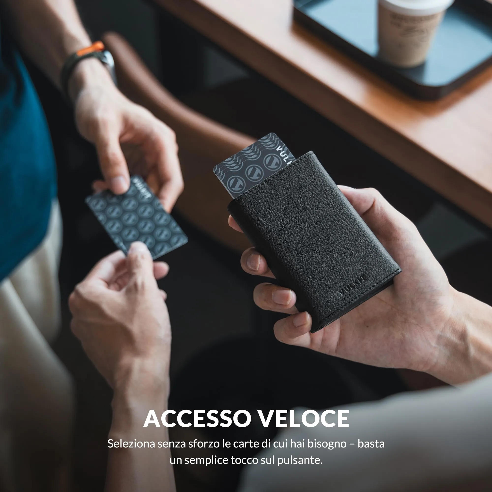 VULKIT Portafoglio Slim Portacarte in Pelle con Protezione RFID e Porta Monete VC302 - immagine 3