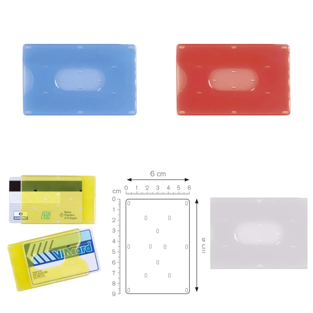 ONE SHOP di Bracalente Piero - Porta tessere in plastica rigida (2 Pezzi) per carte di credito, tessera magnetica, patente, carta identità, green pass (Casuale) - immagine 1
