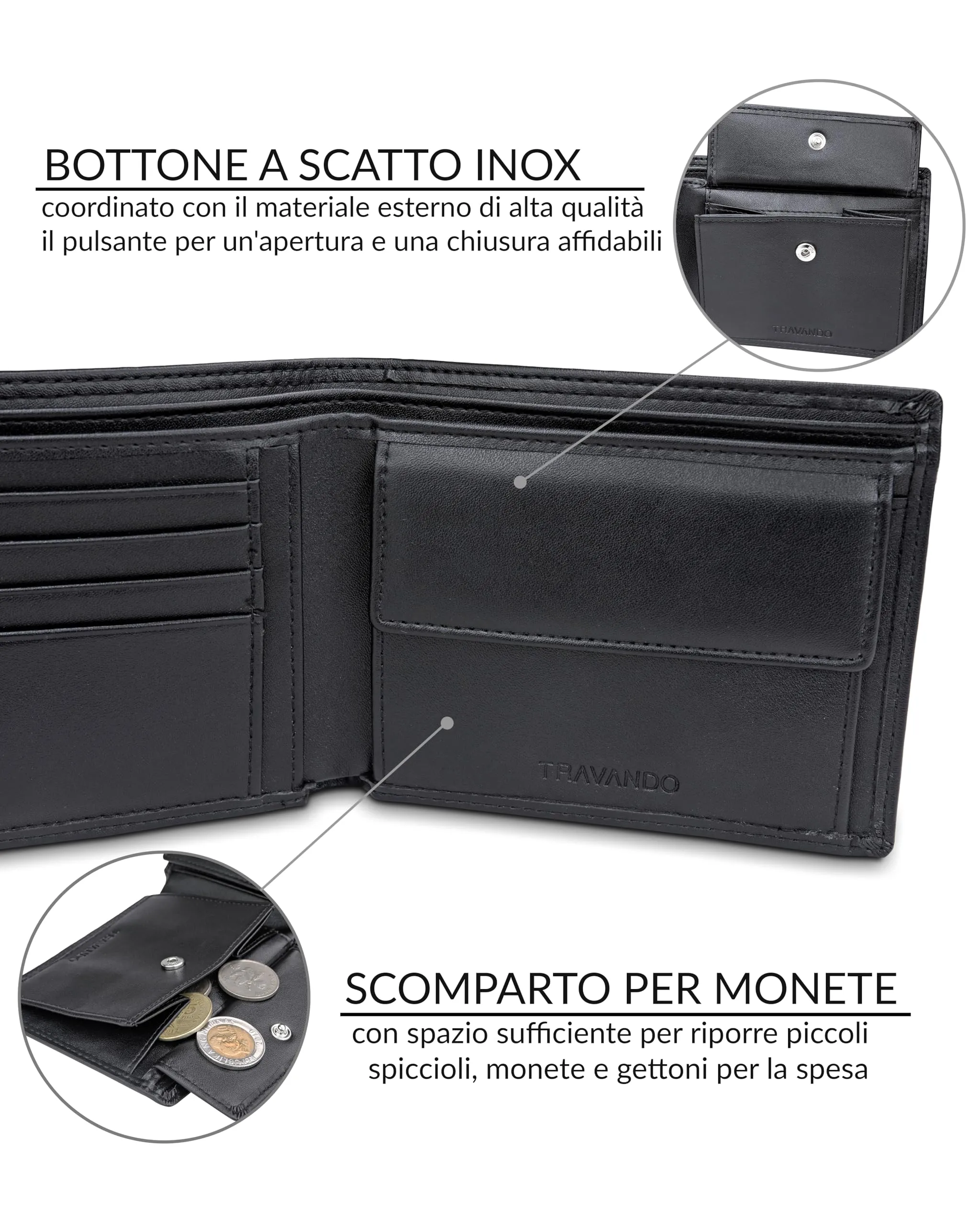 TRAVANDO Portafoglio Uomo OSLO con Protezione RFID, Nero - immagine 4