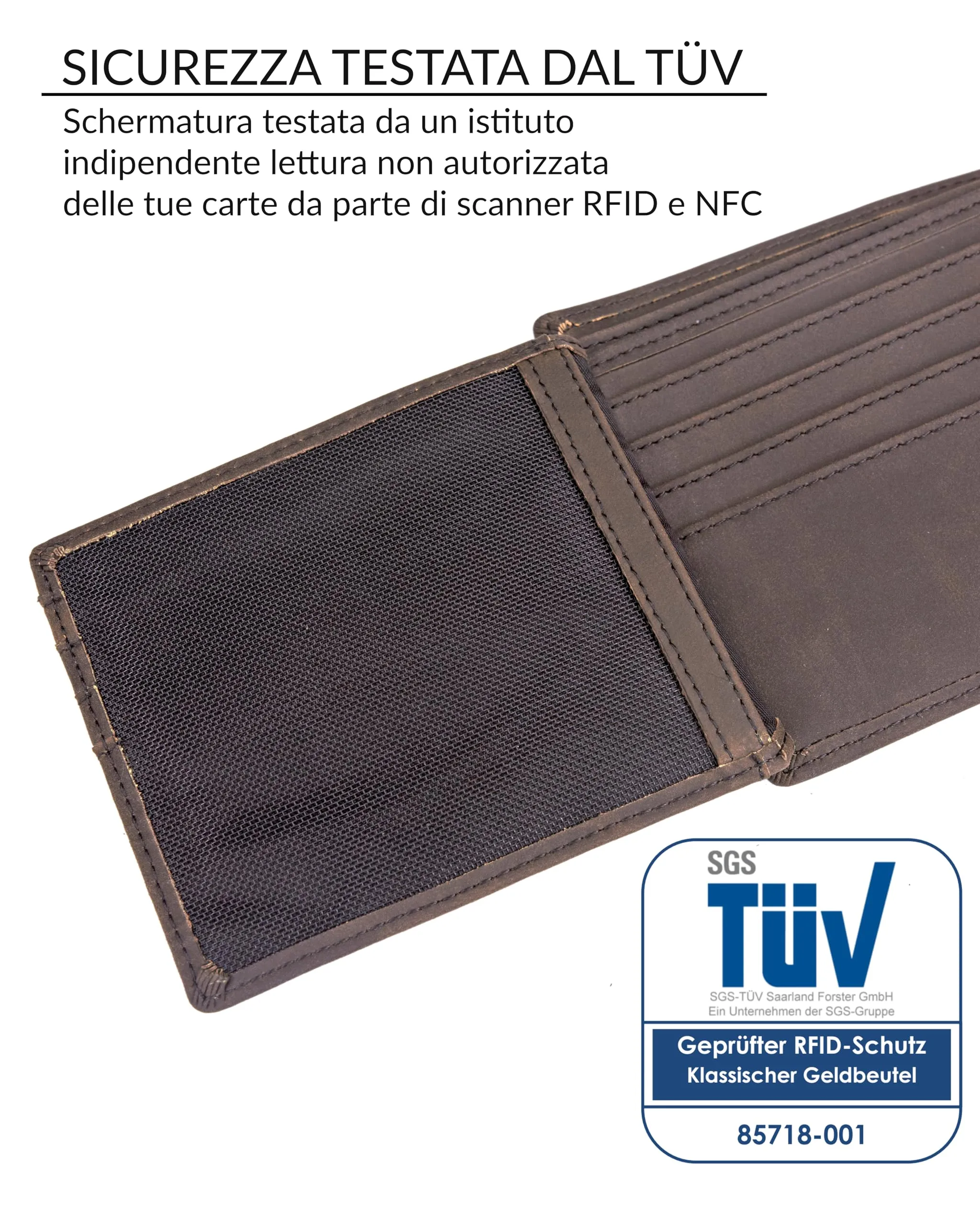TRAVANDO Portafoglio Uomo Grande OSLO con protezione RFID, Marrone - immagine 5