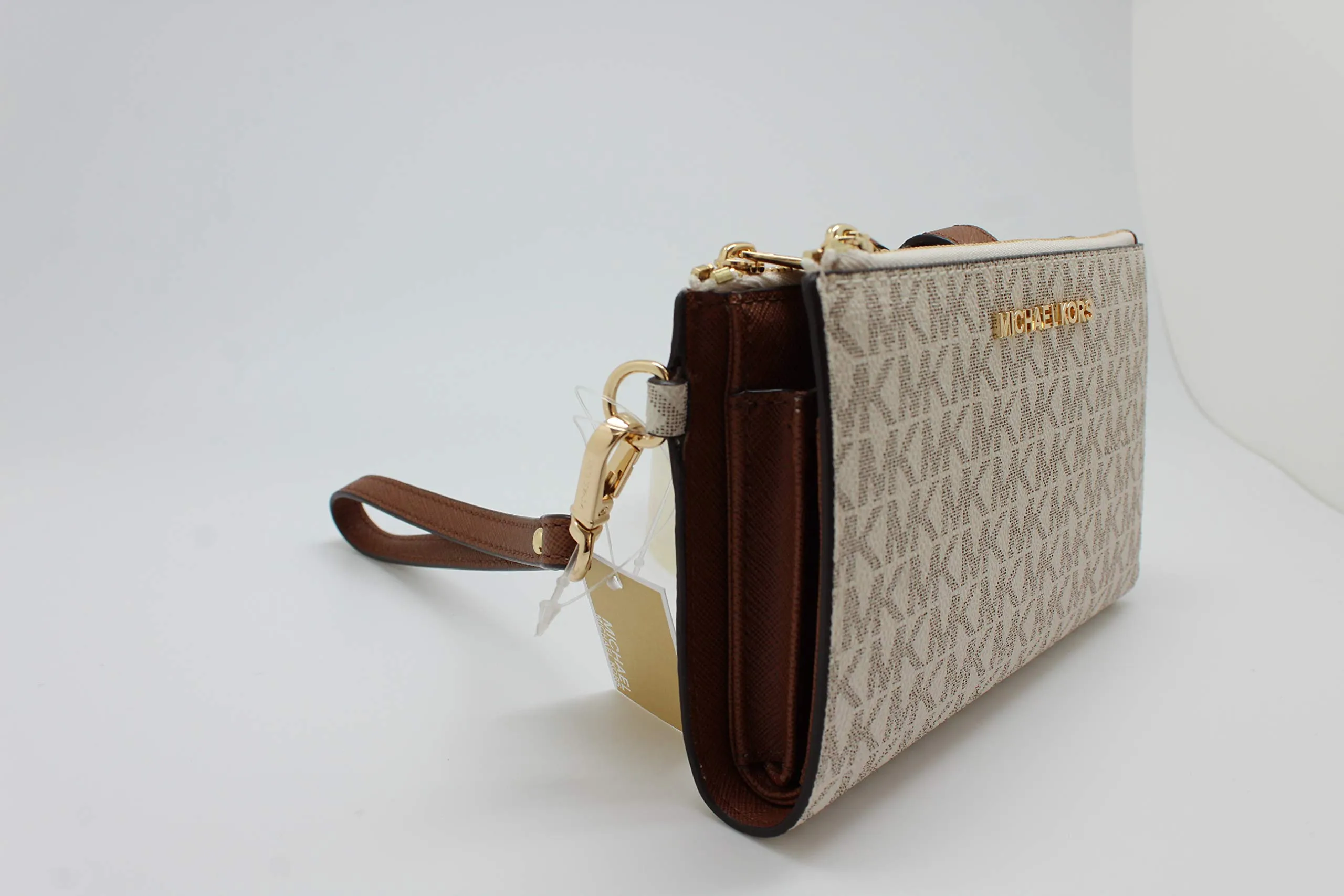 Michael Kors Jet Set Travel Portafoglio da viaggio con cinturino da polso e doppia cerniera da donna, Large - immagine 6