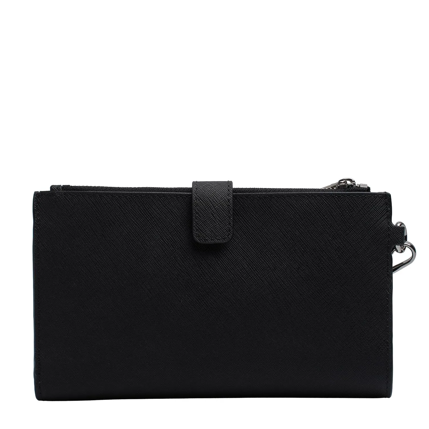 Michael Kors Jet Set Travel Portafoglio da viaggio con cinturino da polso e doppia cerniera da donna, Nero Saffiano/Argento Hardware, Medium - immagine 5