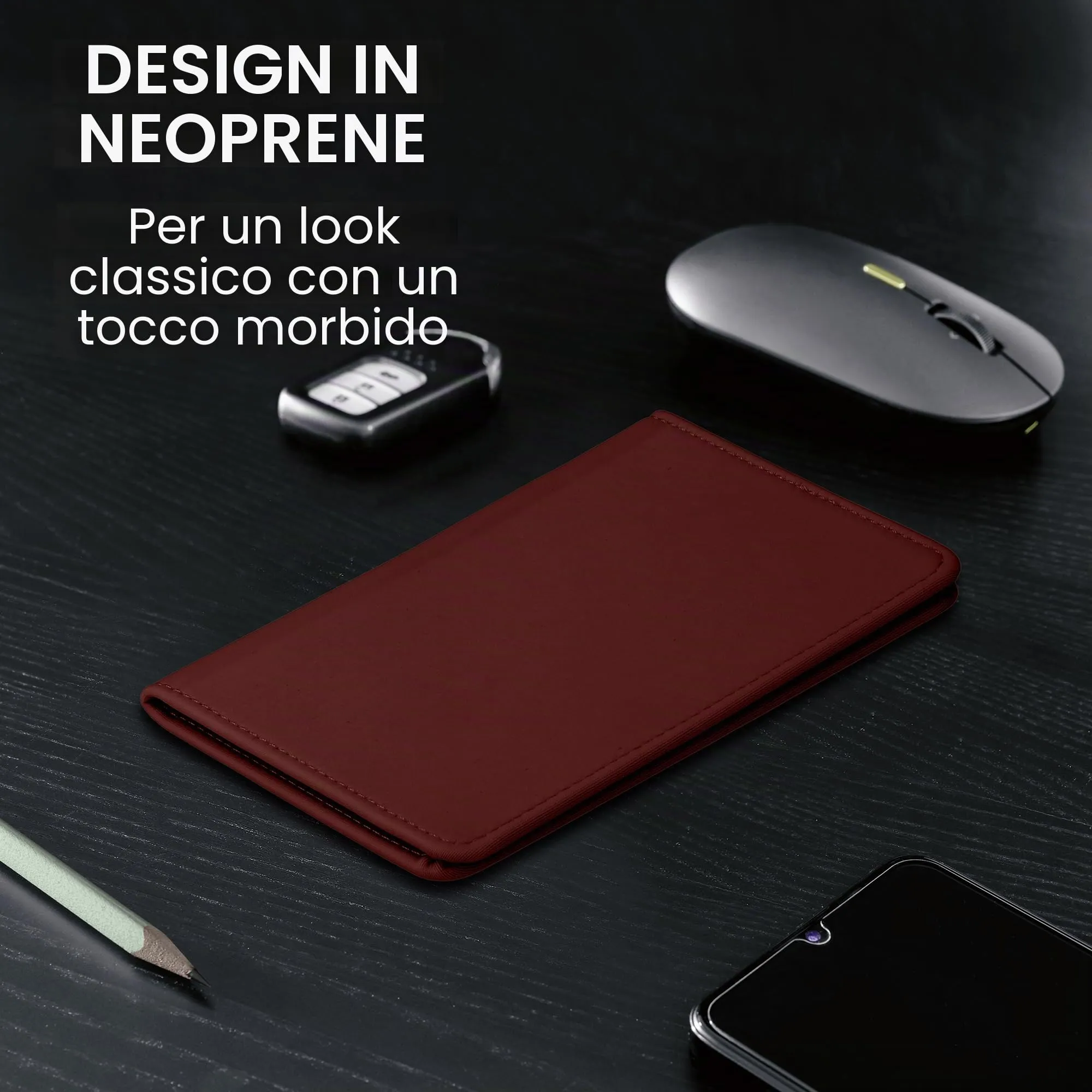 kwmobile Custodia in Neoprene per Libretto di Circolazione e Patente, Mora - immagine 3