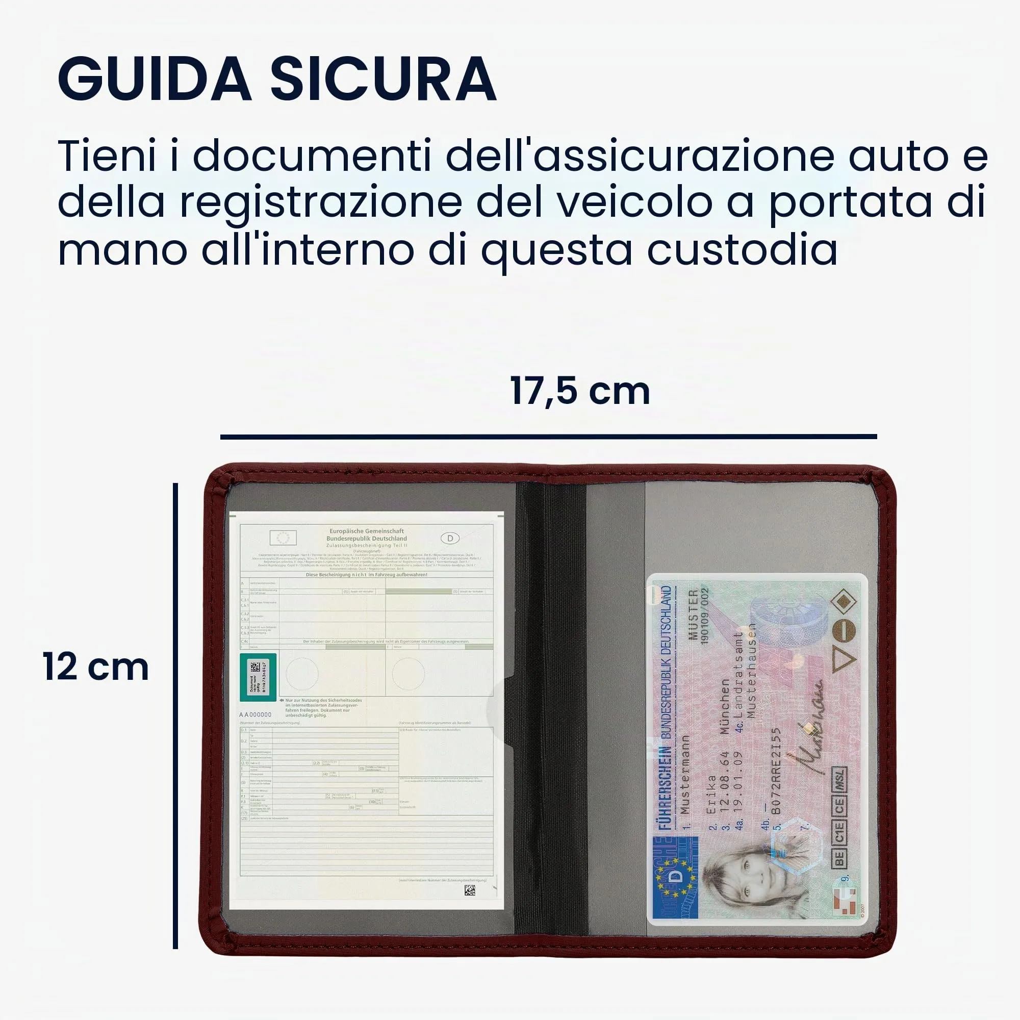 kwmobile Custodia in Neoprene per Libretto di Circolazione e Patente, Mora - immagine 4
