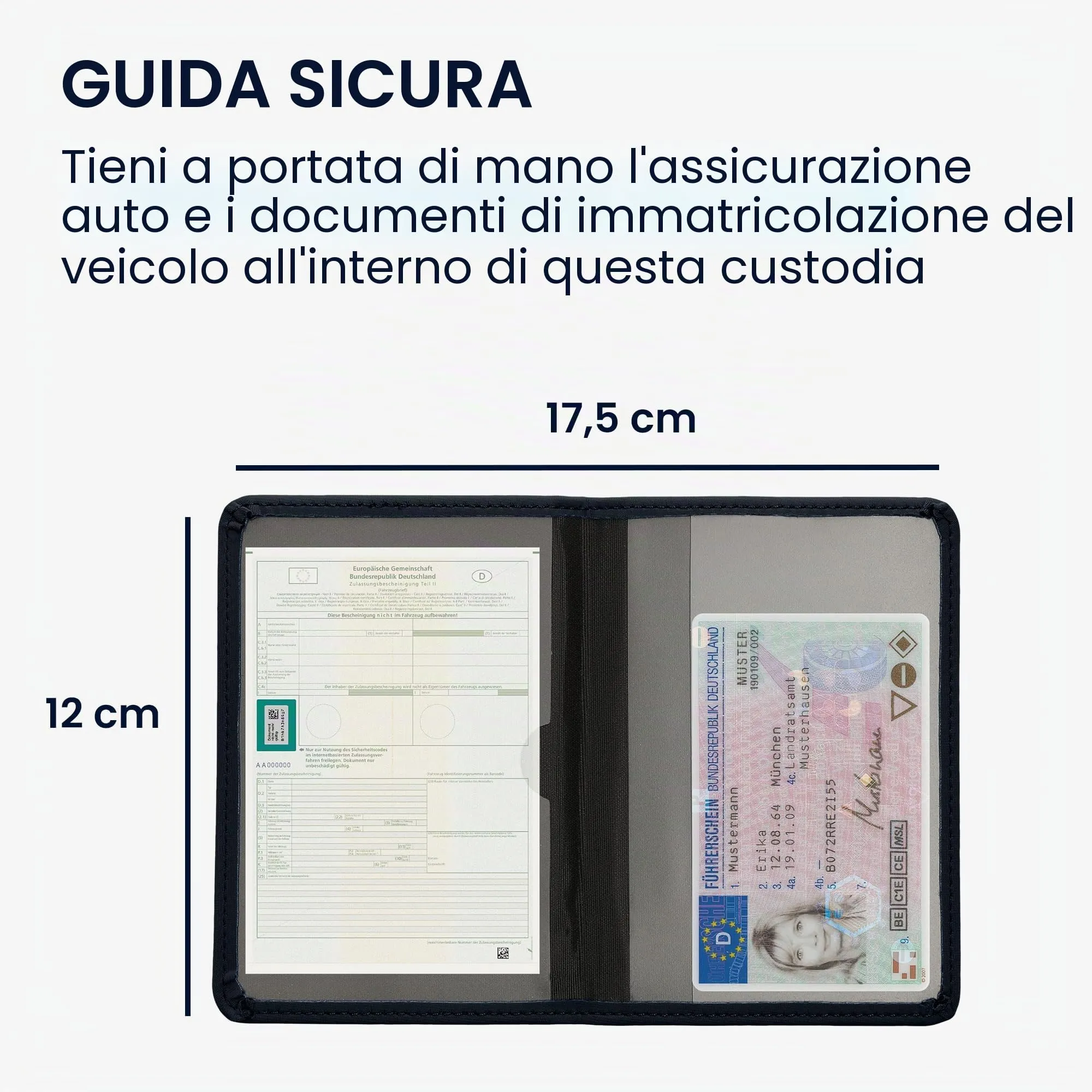 kwmobile Custodia in Neoprene per Libretto di Circolazione e Patente, Blu Scuro - immagine 4