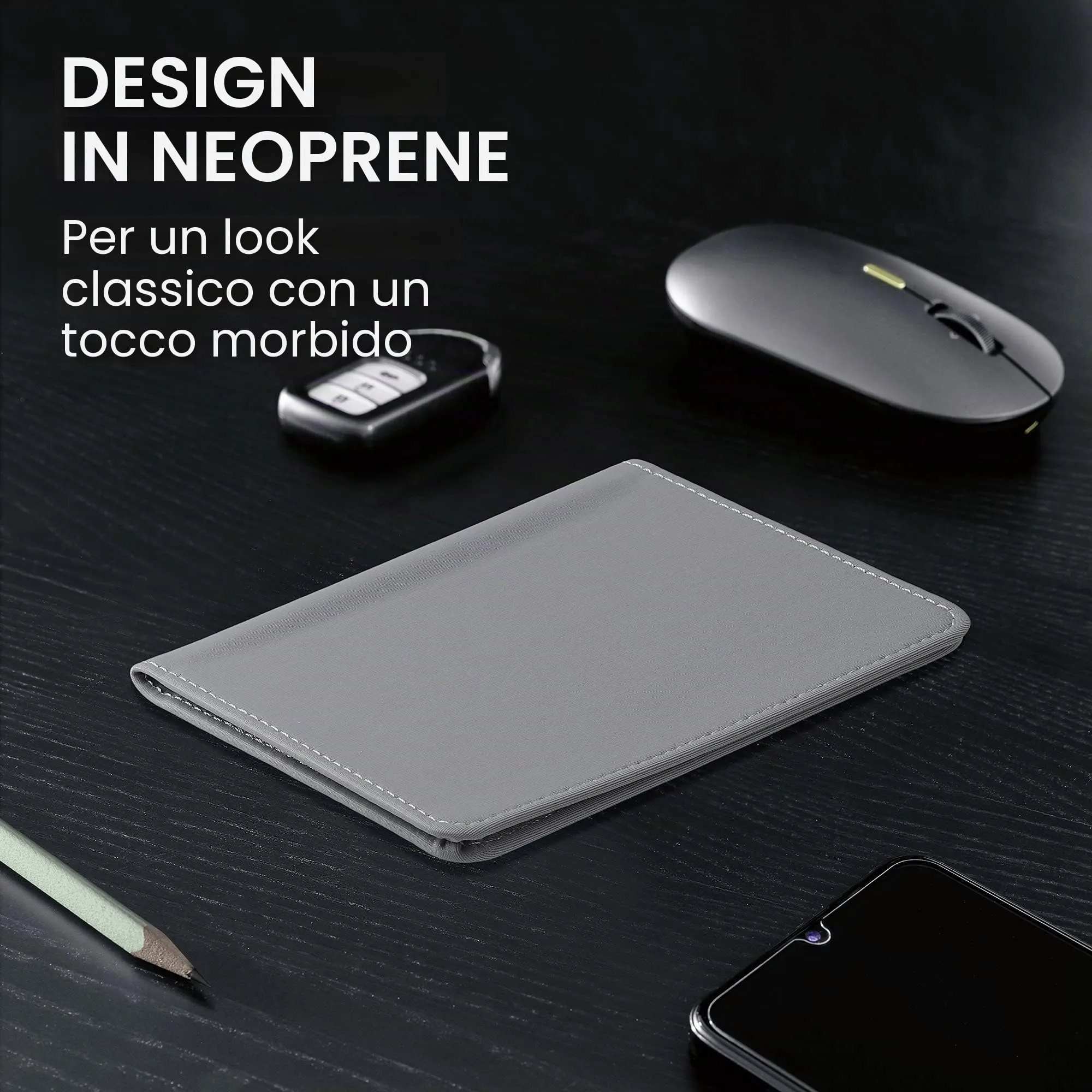 kwmobile Custodia in Neoprene per Libretto di Circolazione e Patente, Grigio - immagine 3