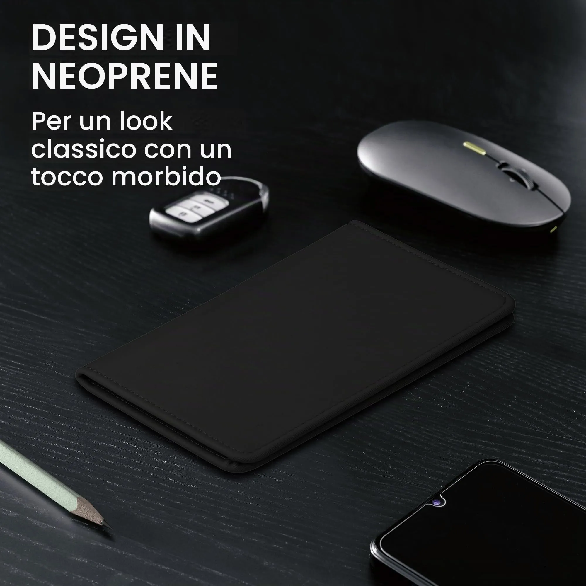 kwmobile Custodia in Neoprene per Libretto di Circolazione e Patente, Nero - immagine 3