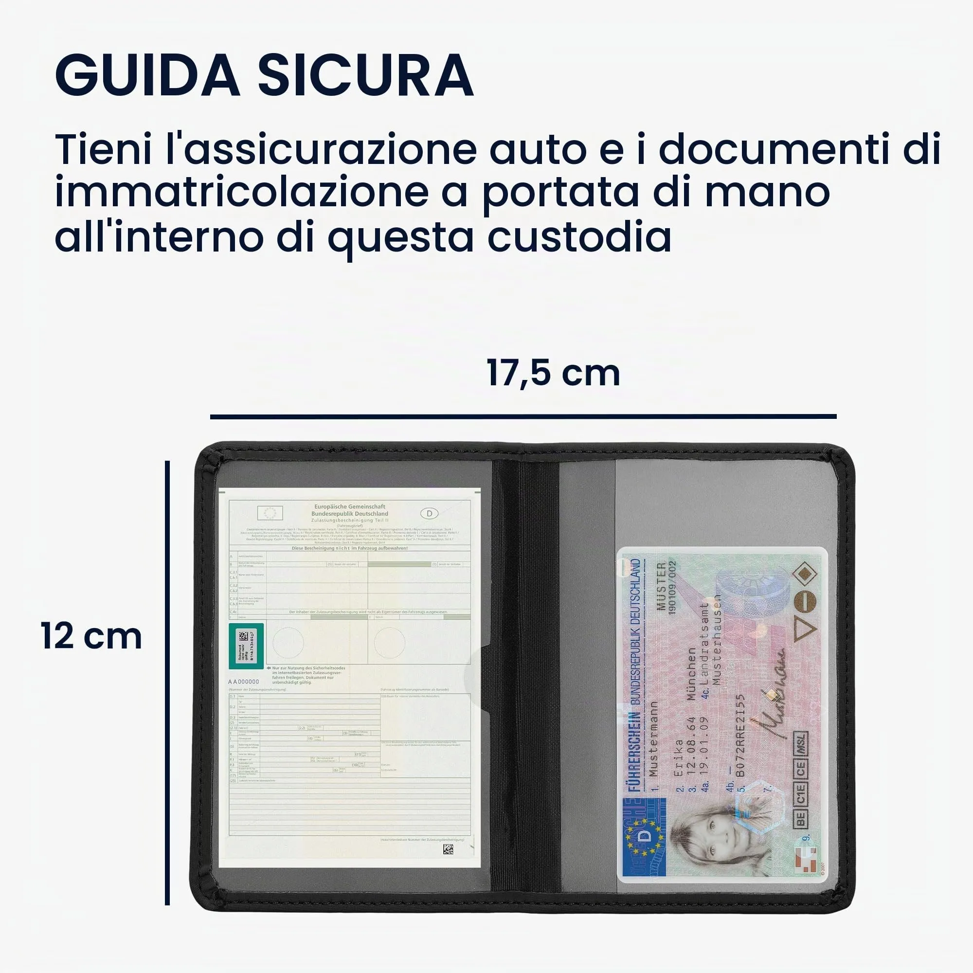 kwmobile Custodia in Neoprene per Libretto di Circolazione e Patente, Nero - immagine 4