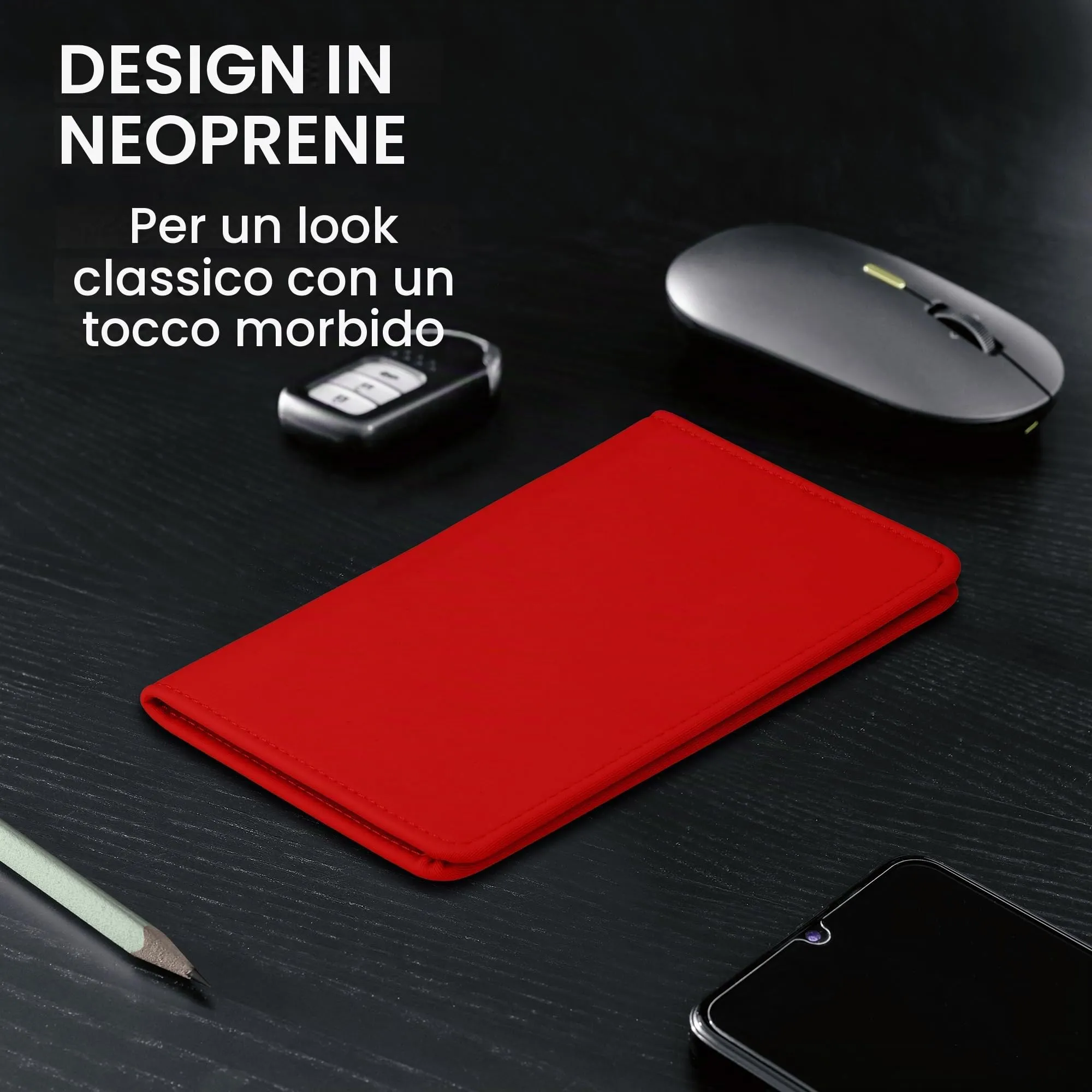 kwmobile Custodia in Neoprene per Libretto di Circolazione e Patente, Rosso - immagine 3
