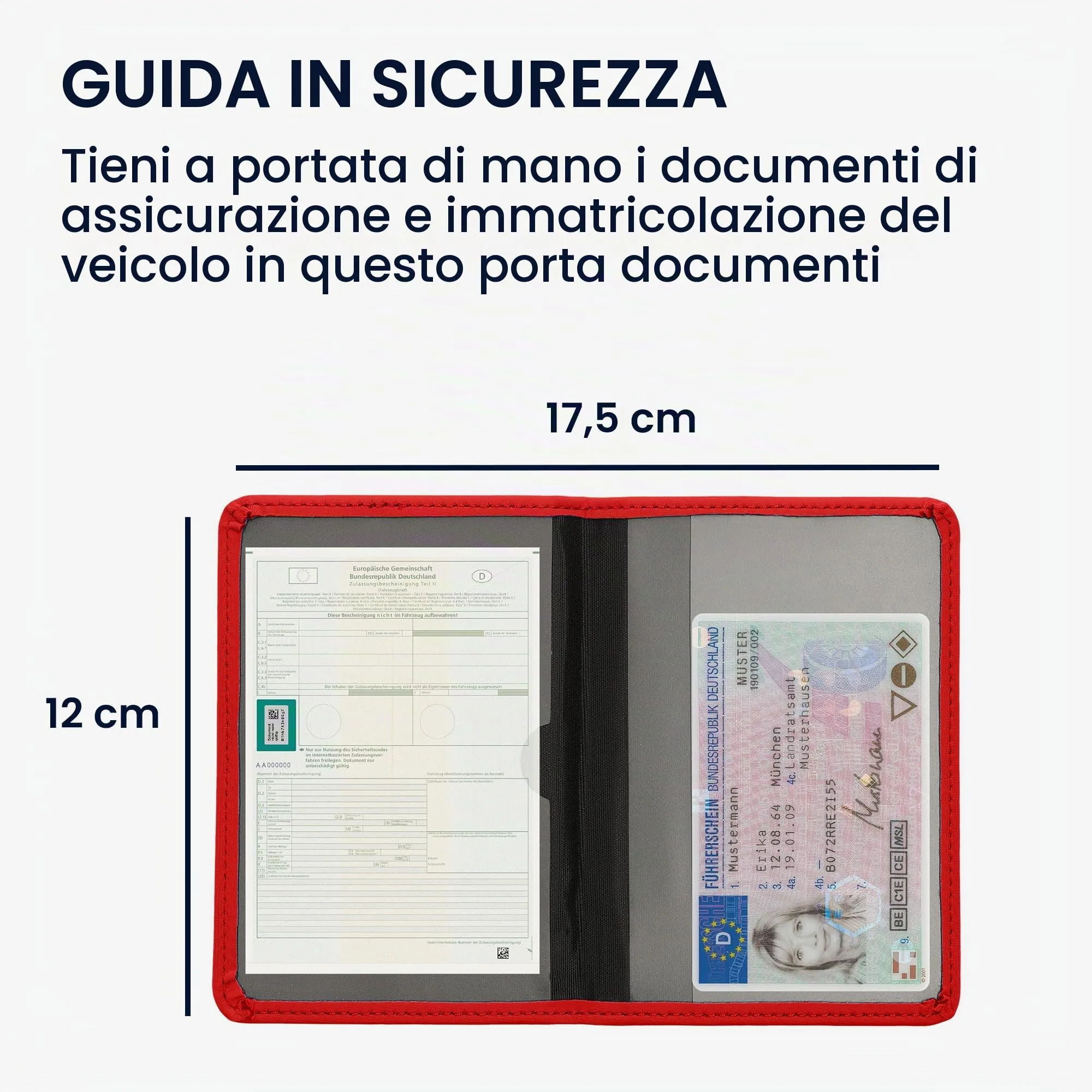 kwmobile Custodia in Neoprene per Libretto di Circolazione e Patente, Rosso - immagine 4